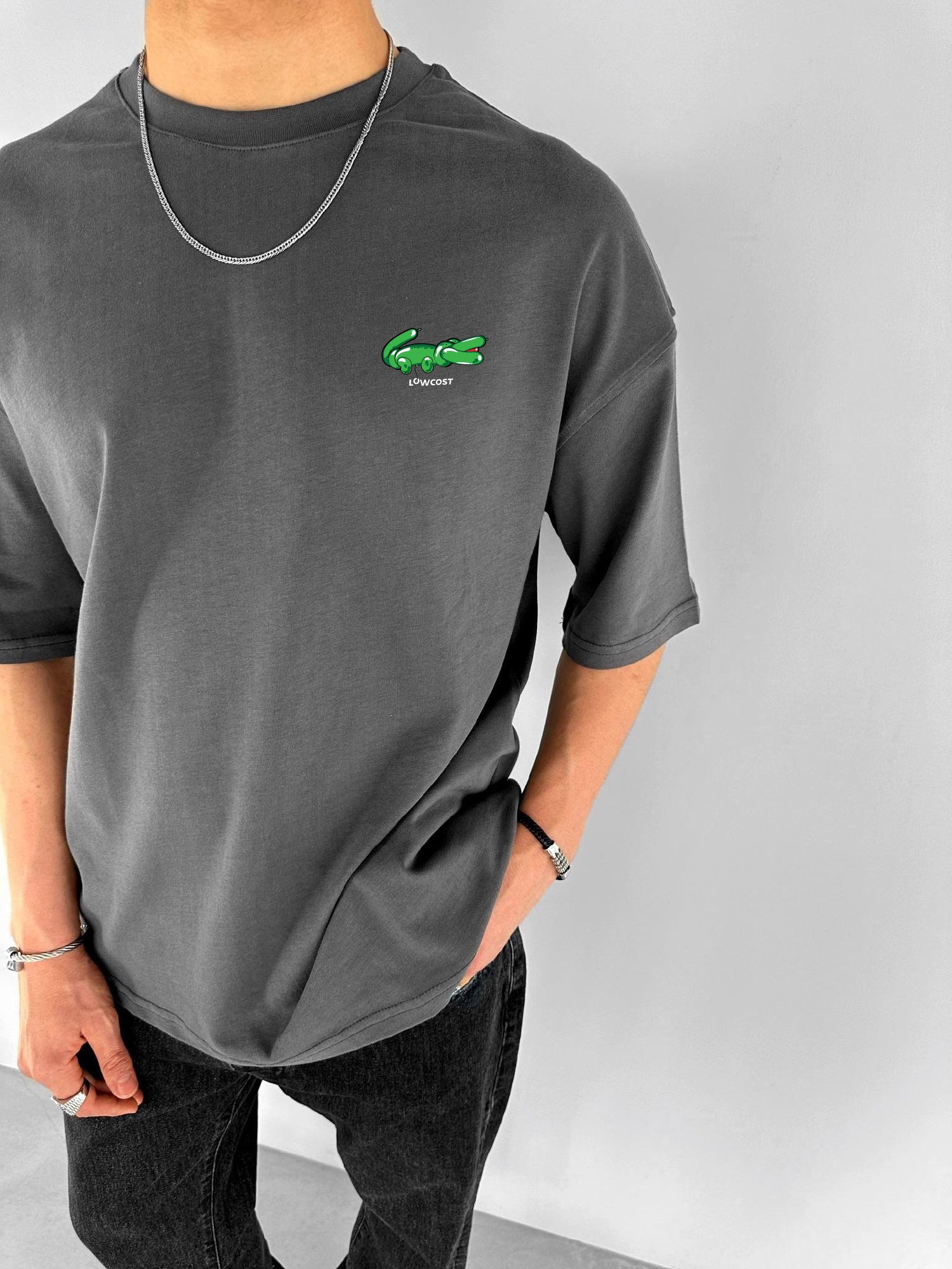 Smoke "Lowcost 2" Printed Over size T-Shirt