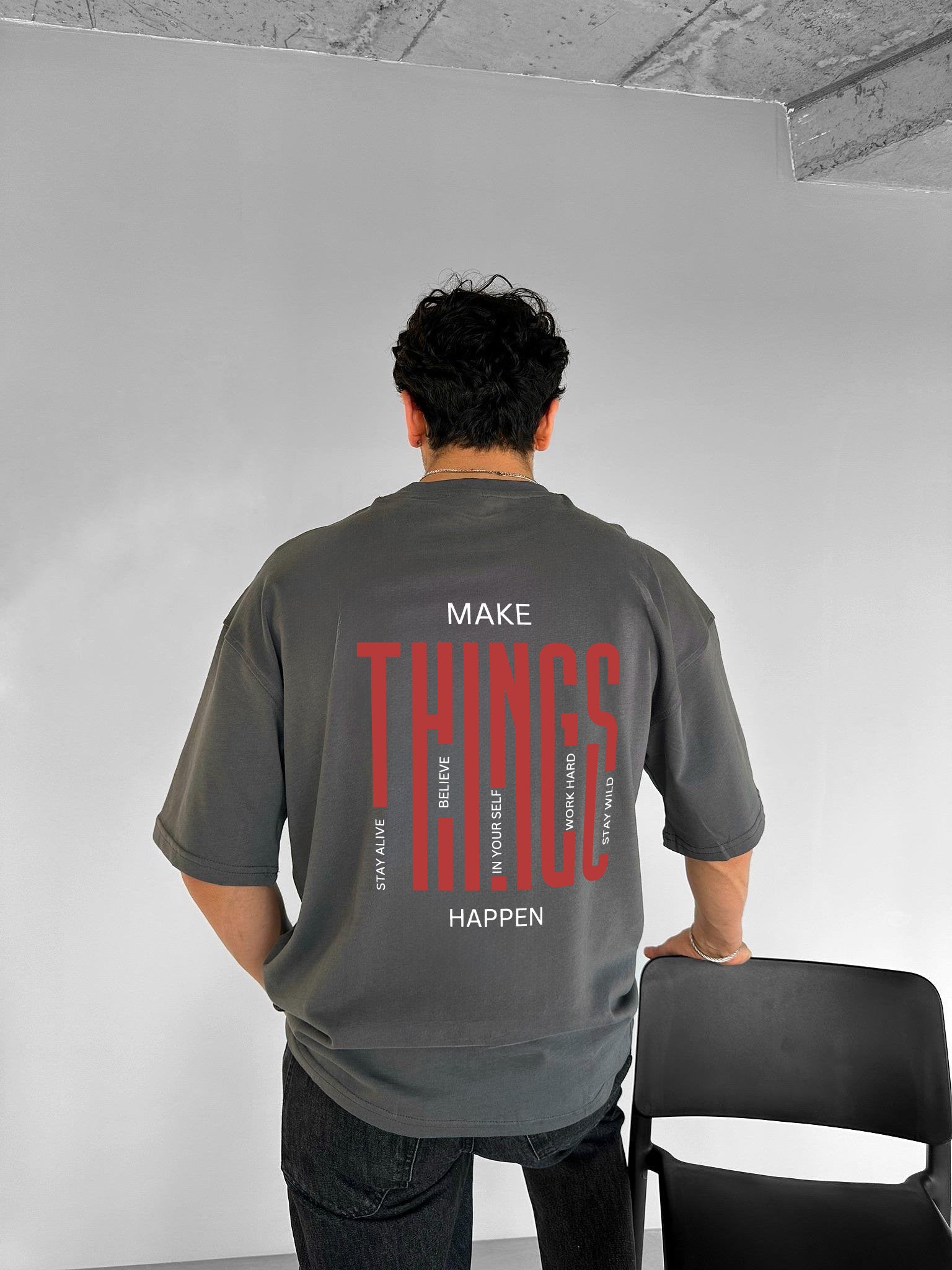 Smoke "Things" Printed Over size T-Shirt