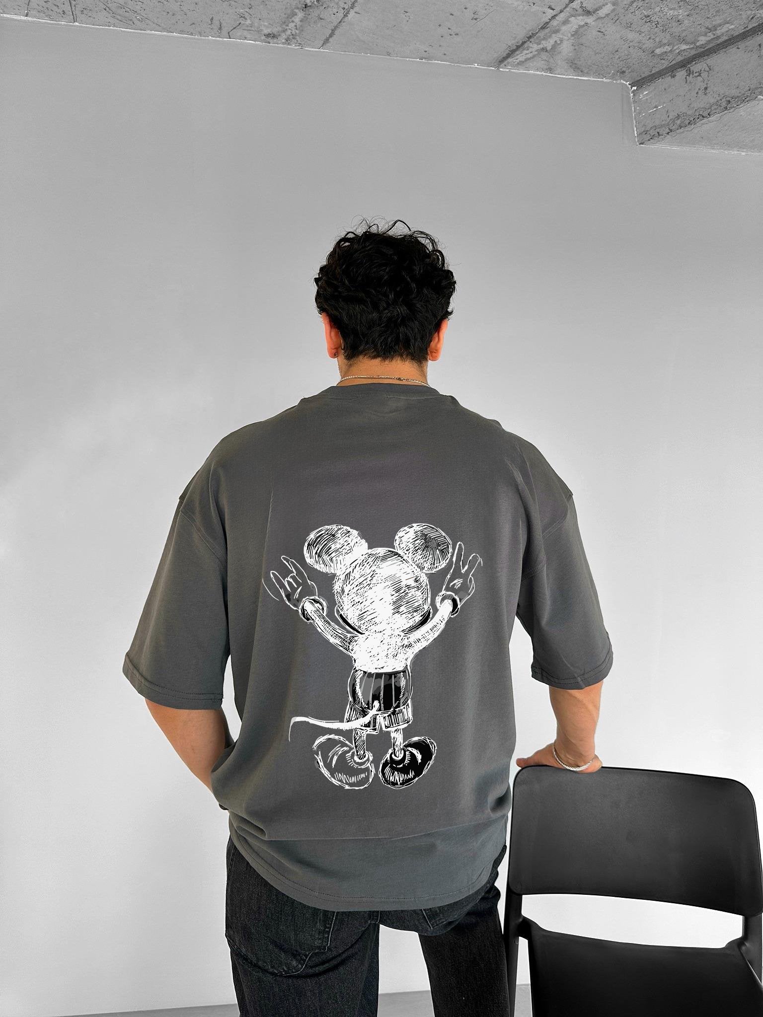 Smoke "Mouse" Printed Over size T-Shirt