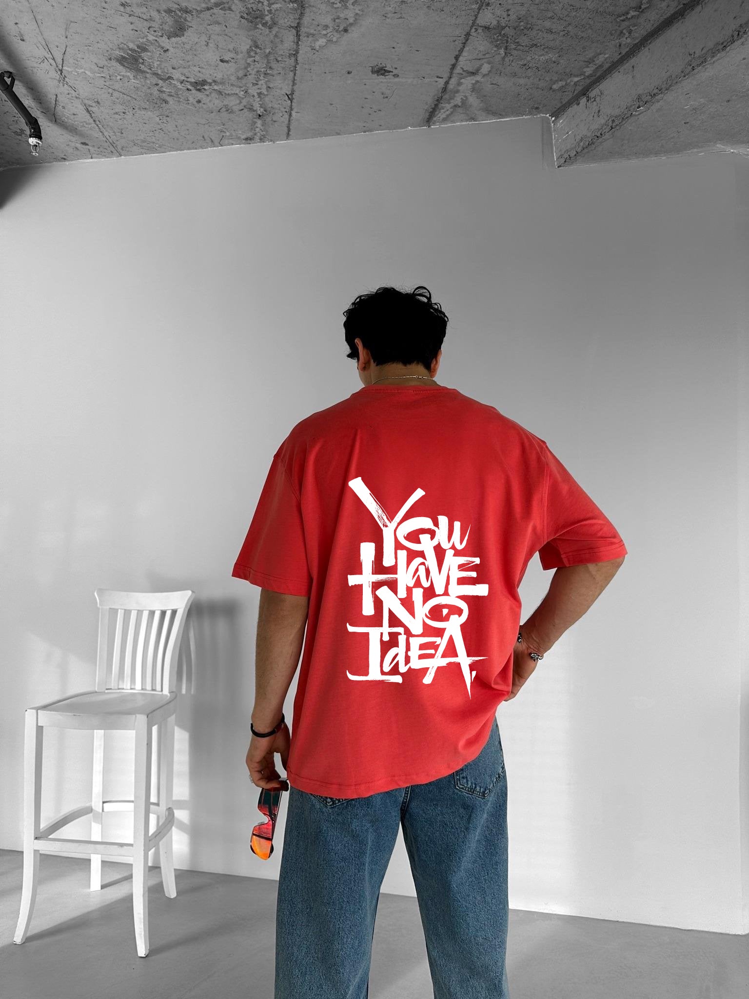 Red "No Idea" Printed Over size T-Shirt