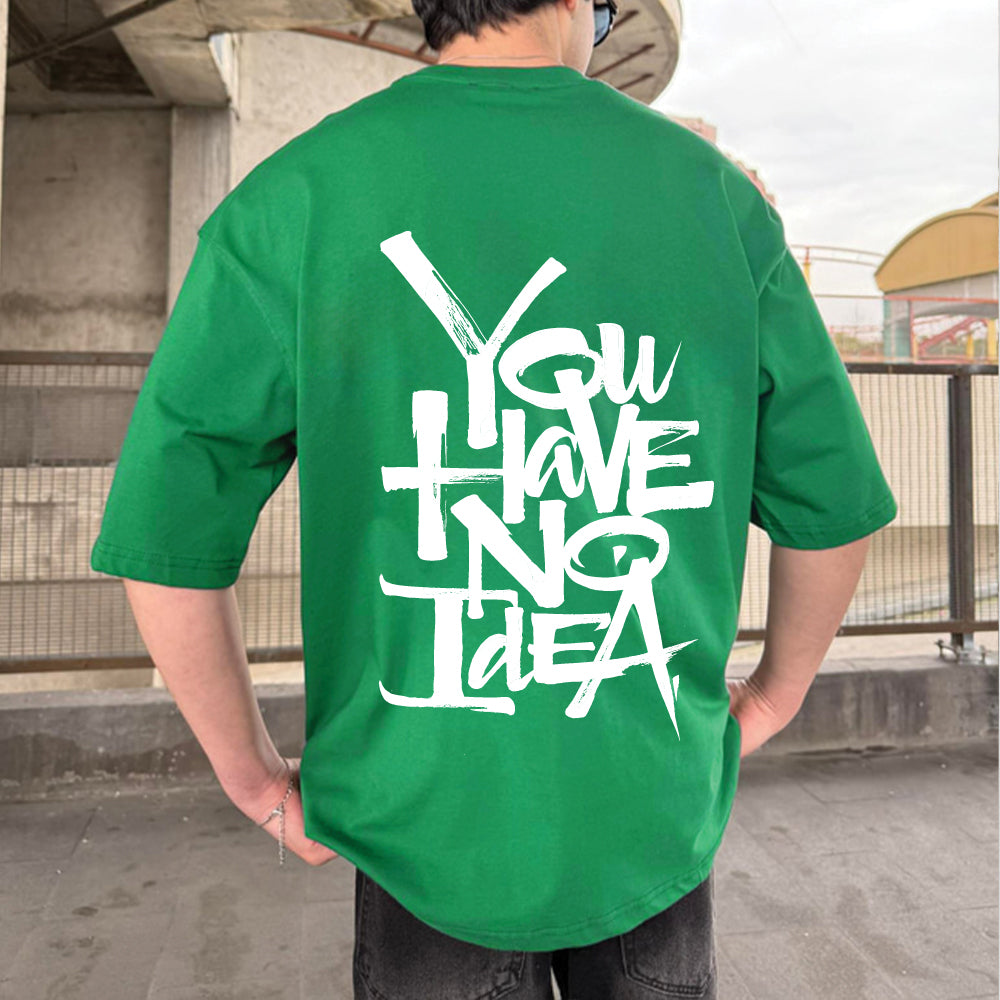 Green "No Idea" Printed Over size T-Shirt