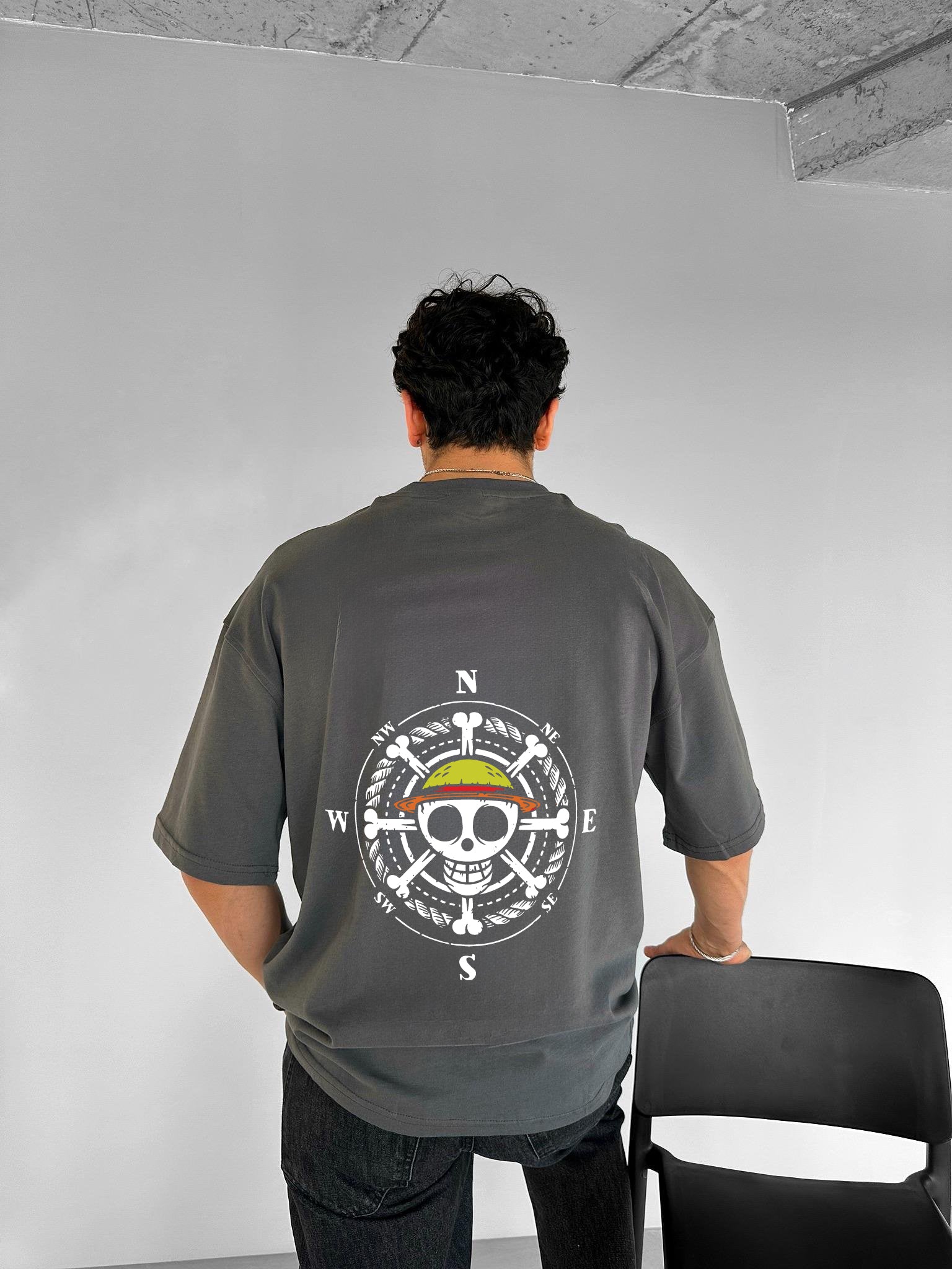 Smoke "One piece" Printed Over size T-Shirt