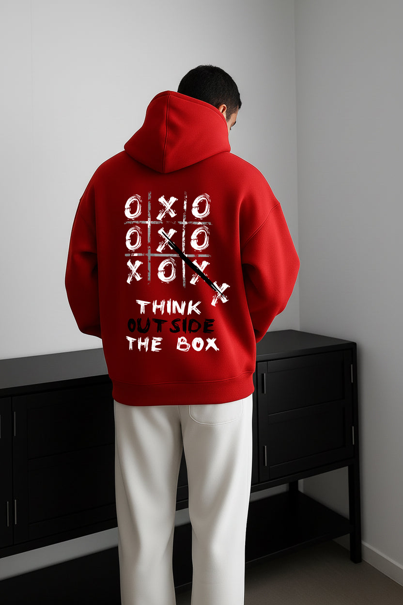 Red "Outside" Printed Oversize Hoodie