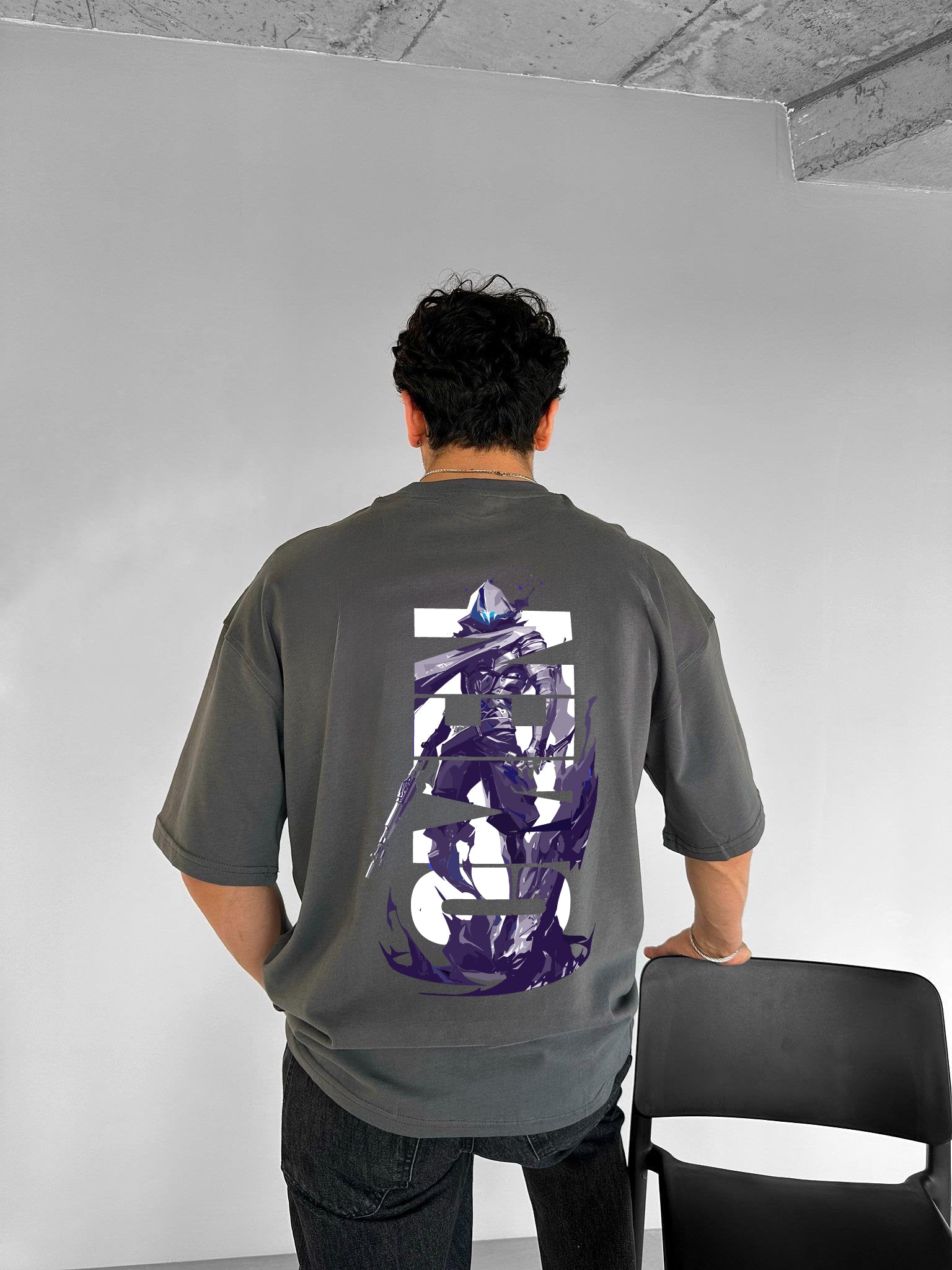 Smoke "Omen" Printed Over size T-Shirt