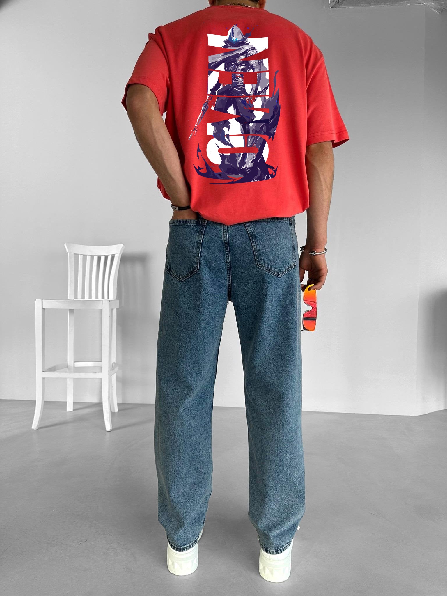 Red "Omen" Printed Over size T-Shirt