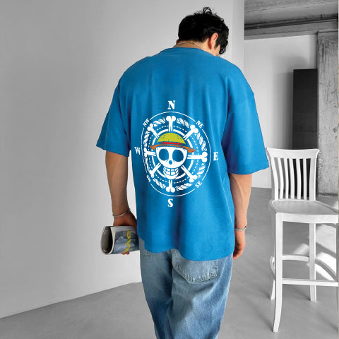 Light Blue "One Piece" Printed Over size T-Shirt