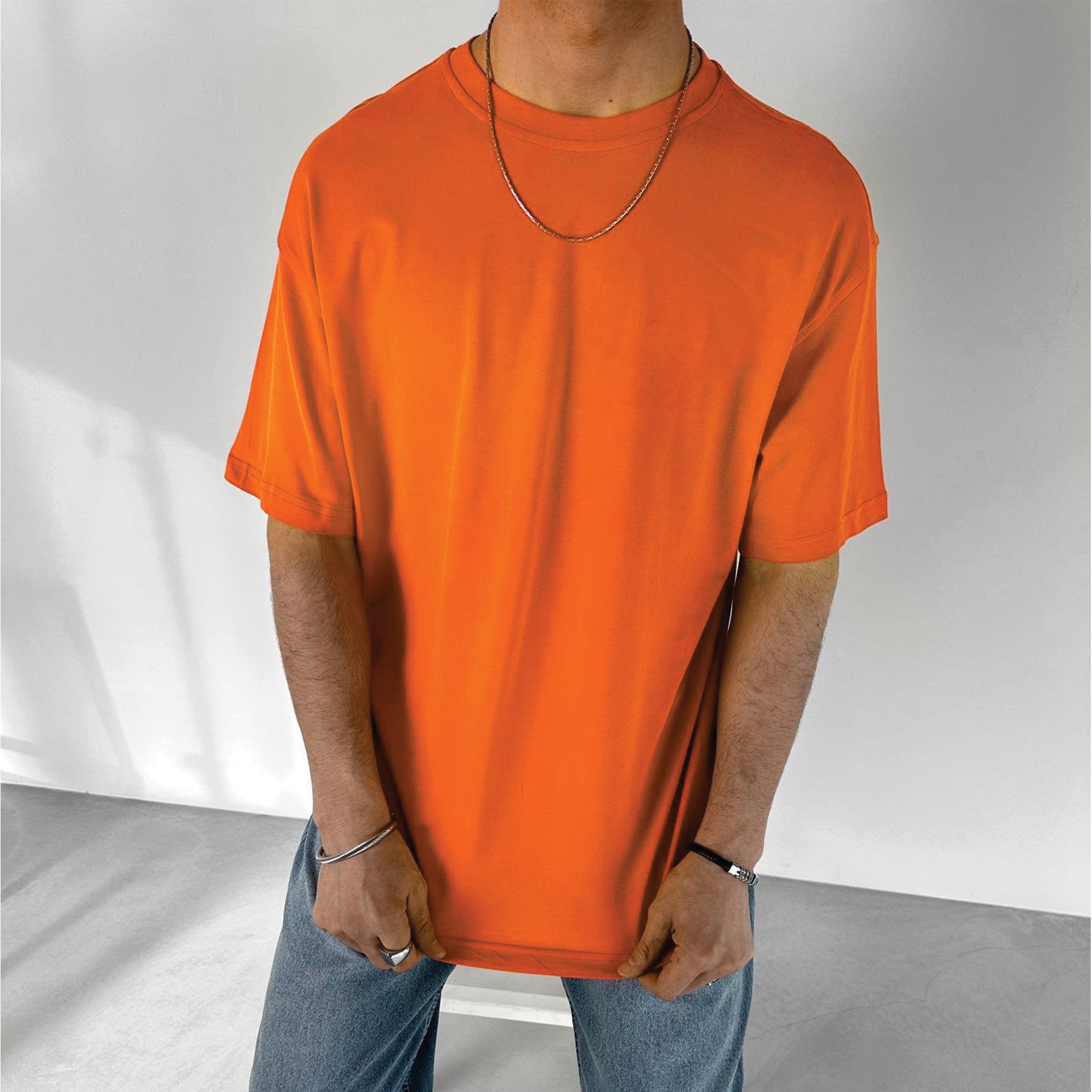 Orange "Duck Off" Printed Over size T-Shirt