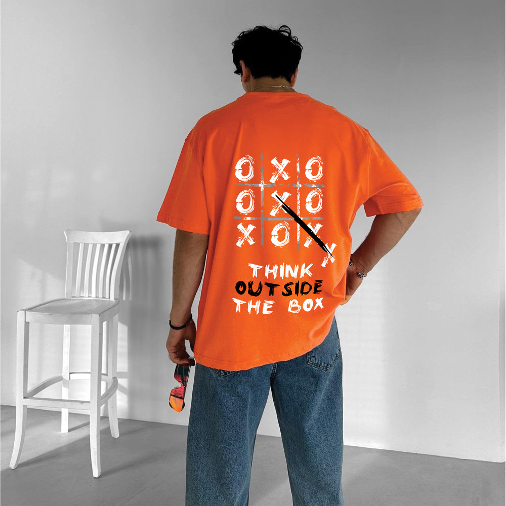 Orange "Outside" Printed Over size T-Shirt