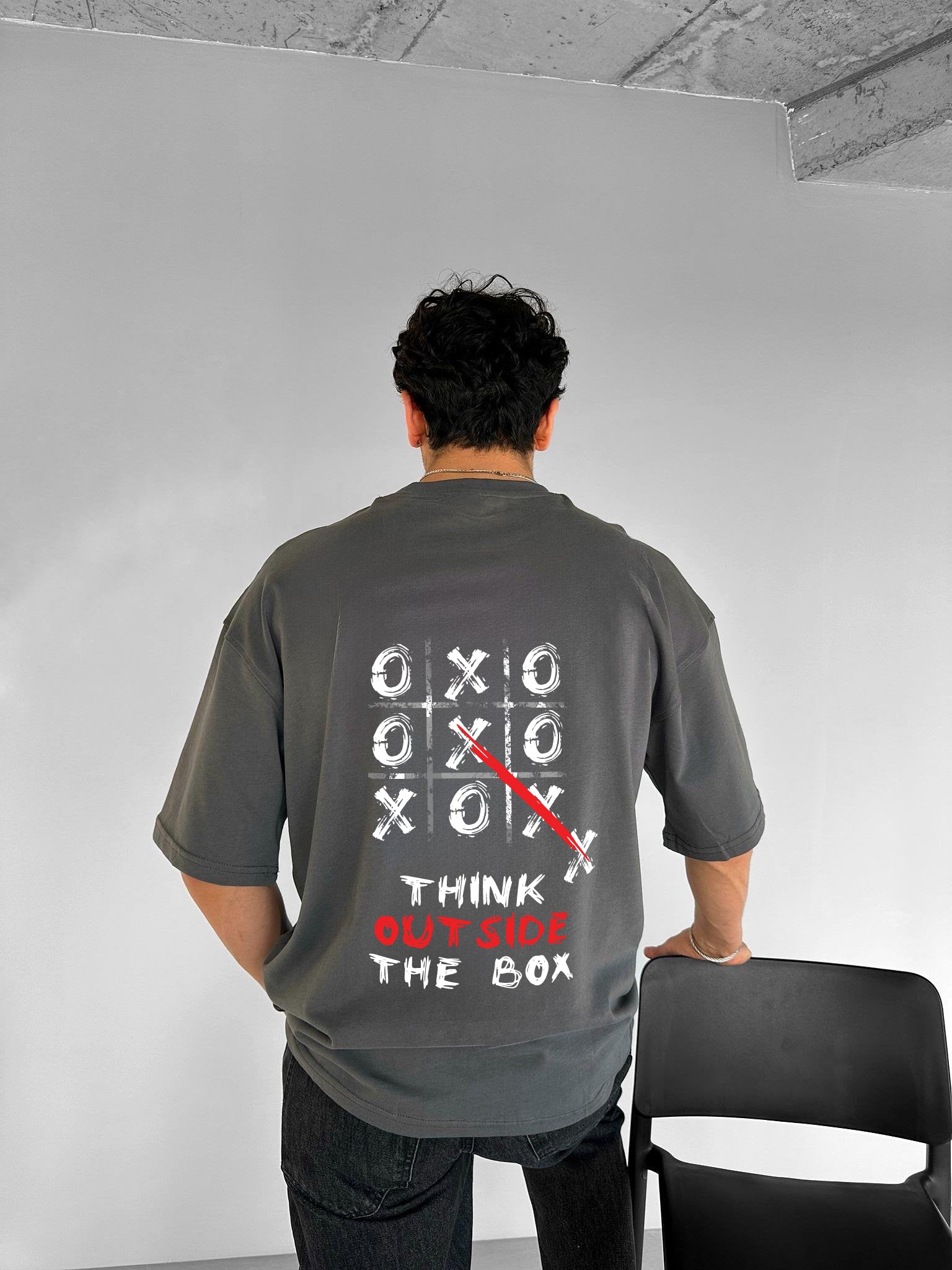 Smoke "Outside" Printed Over size T-Shirt