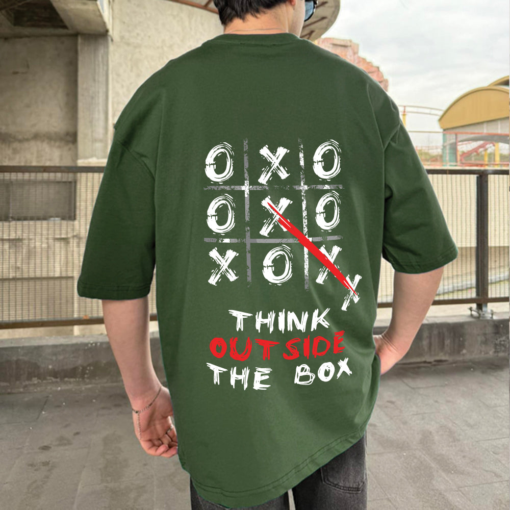 Army Green "Outside" Printed Over size T-Shirt
