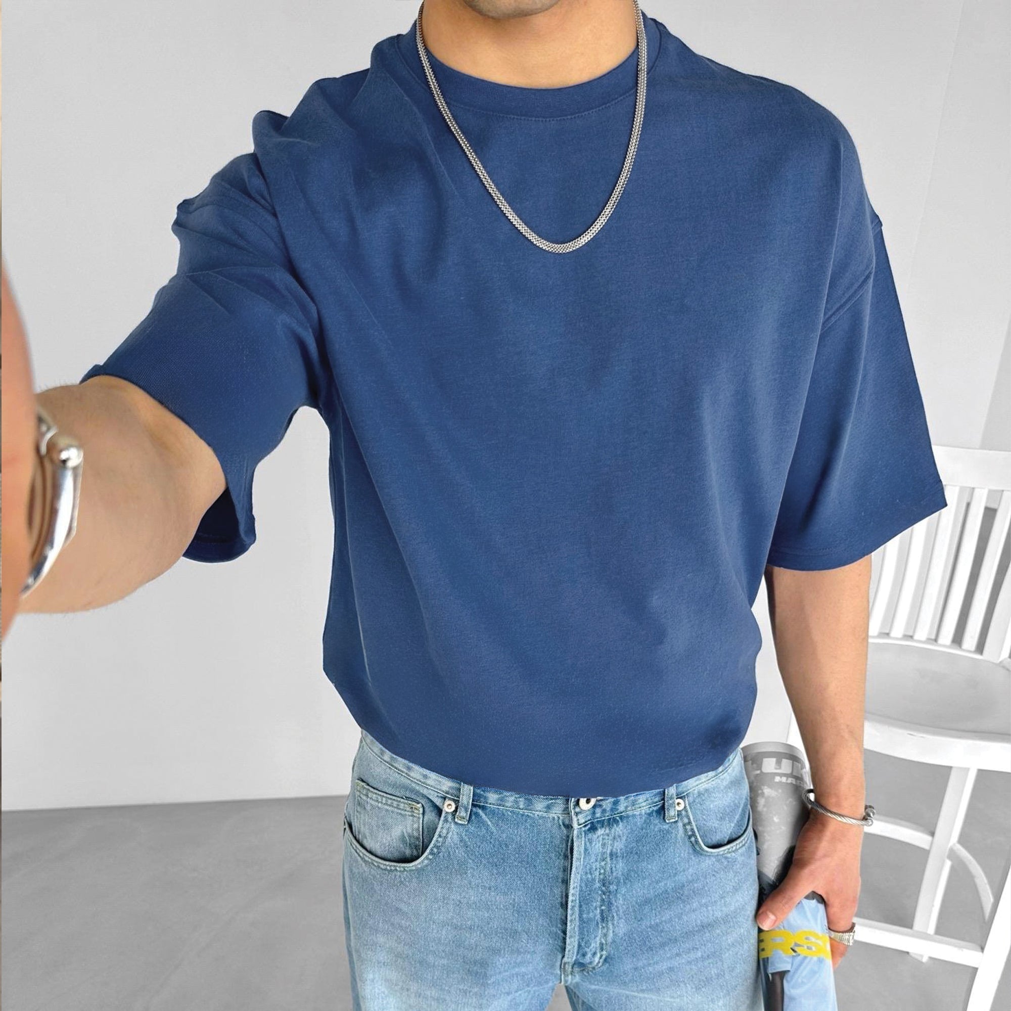 Petrol "Fine" Printed Over size T-Shirt