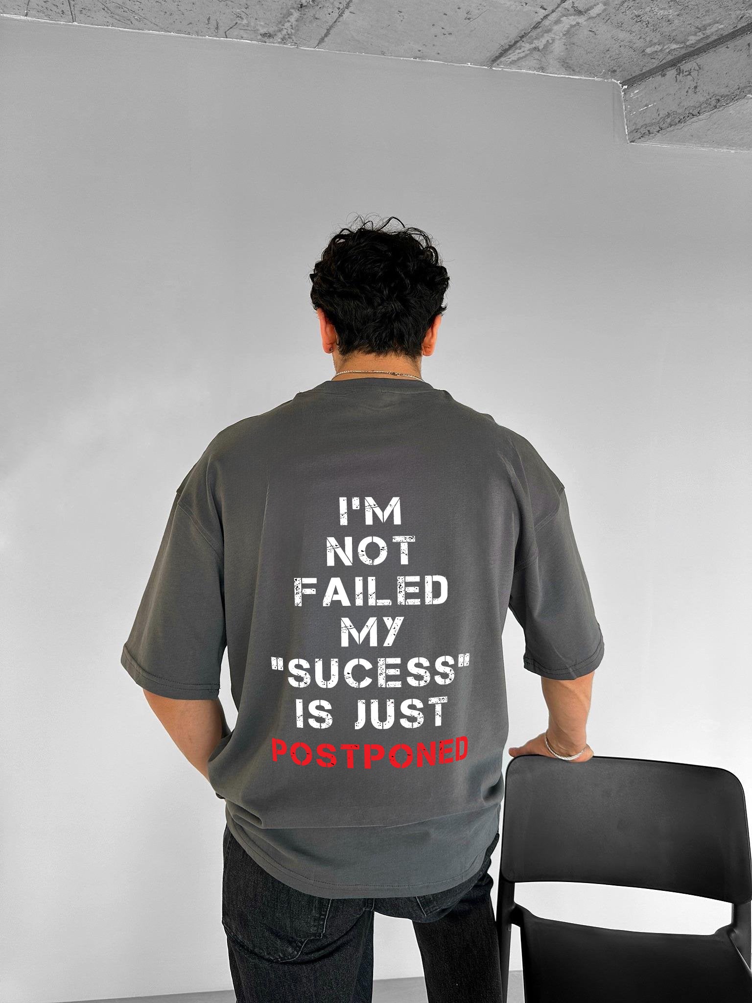 Smoke "Postponed" Printed Over size T-Shirt