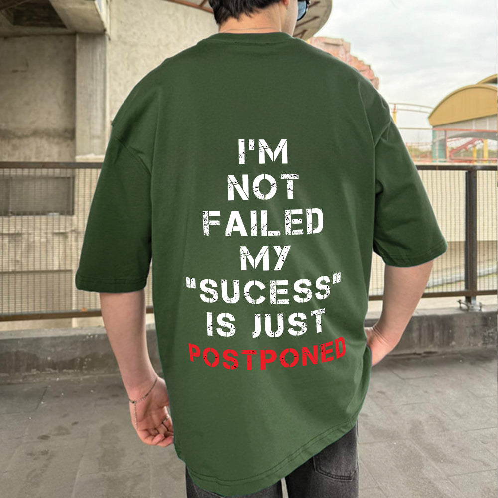 Army Green "Postponed" Printed Over size T-Shirt