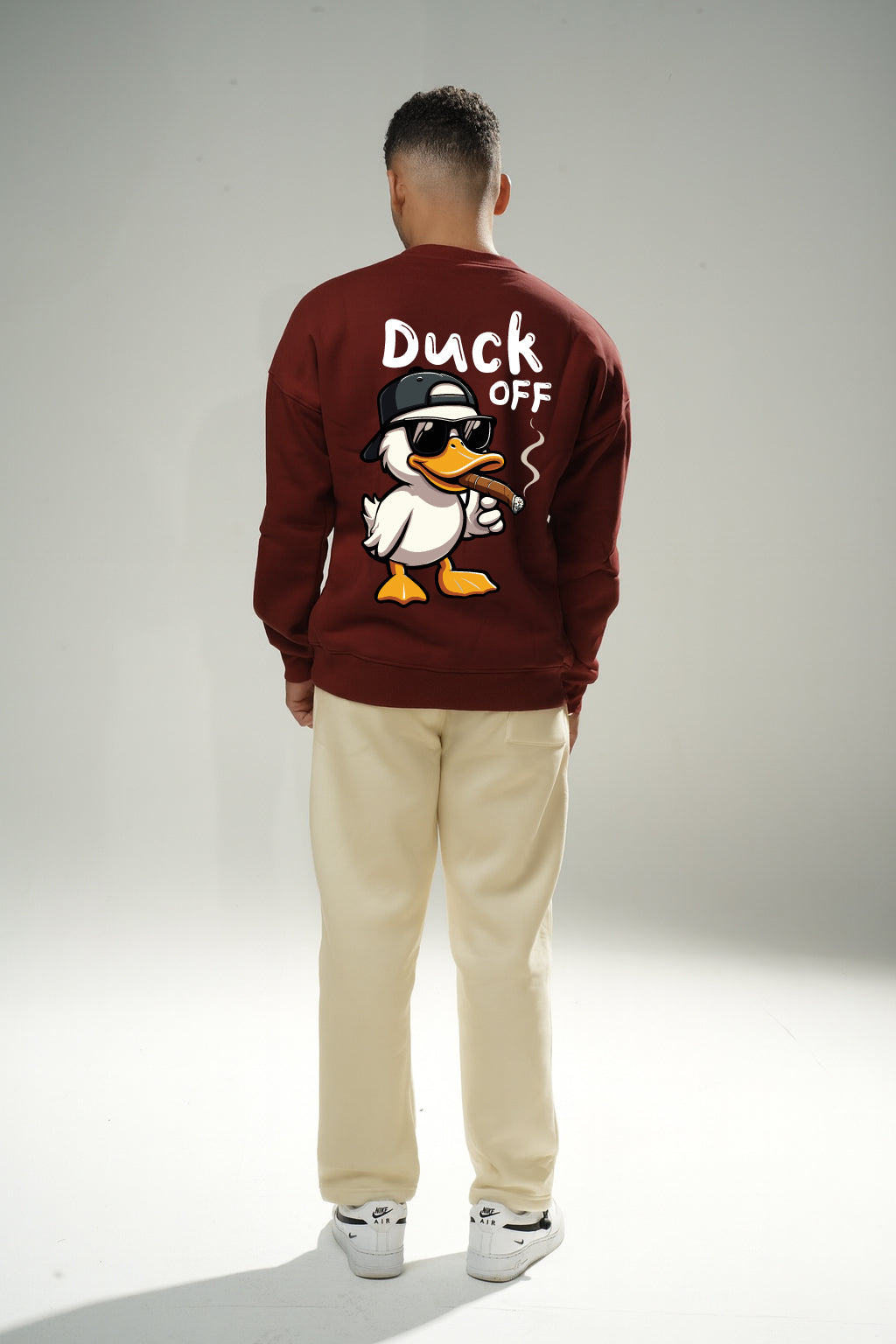 Burgundy "Duck OFF" Oversize Crew Neck Sweeter