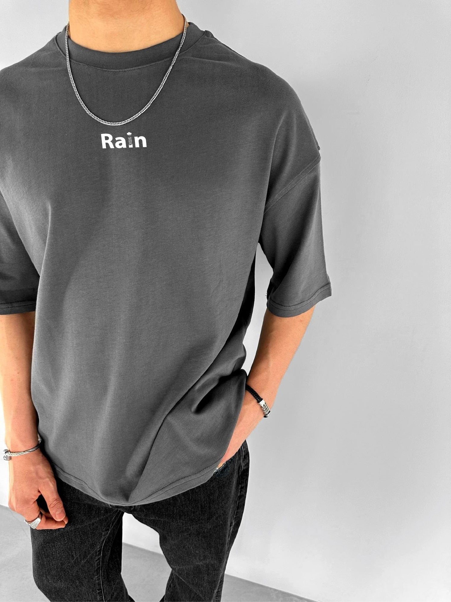 Smoke "Rain" Printed Over size T-Shirt