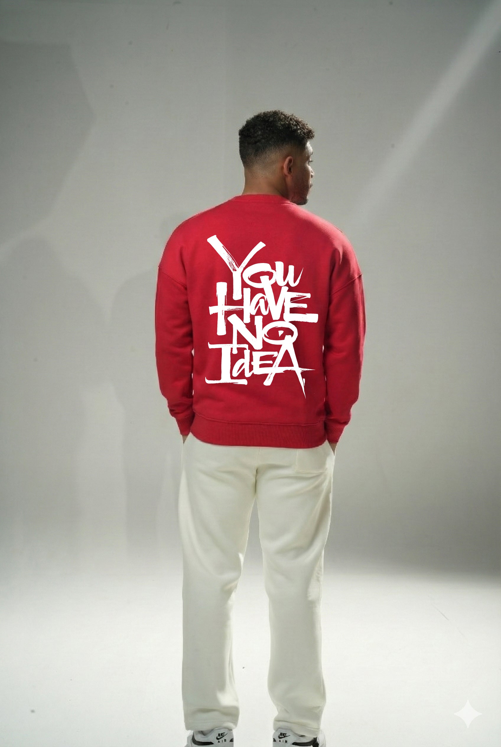 Red "No Idea" Oversize Crew Neck Sweeter