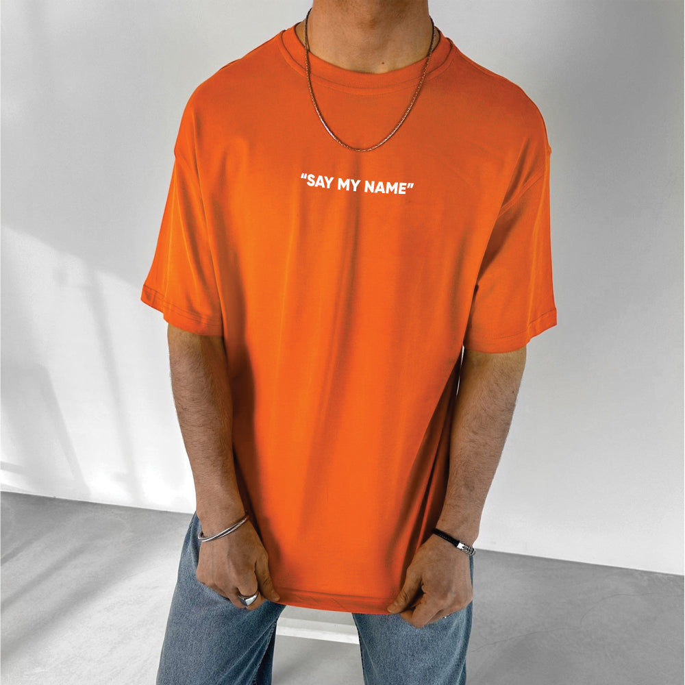 Orange "Danger" Printed Over size T-Shirt
