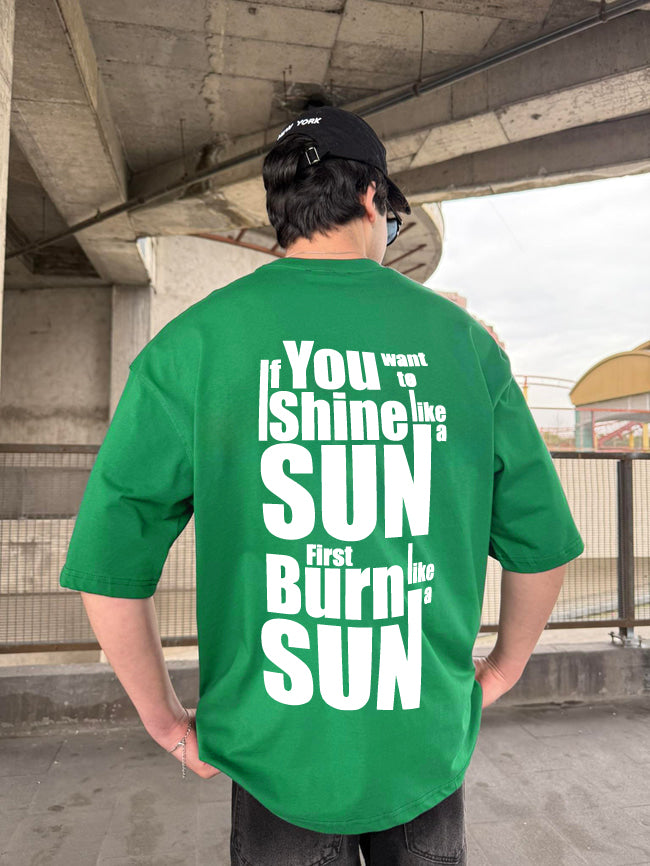 Green "Shine" Printed Over size T-Shirt