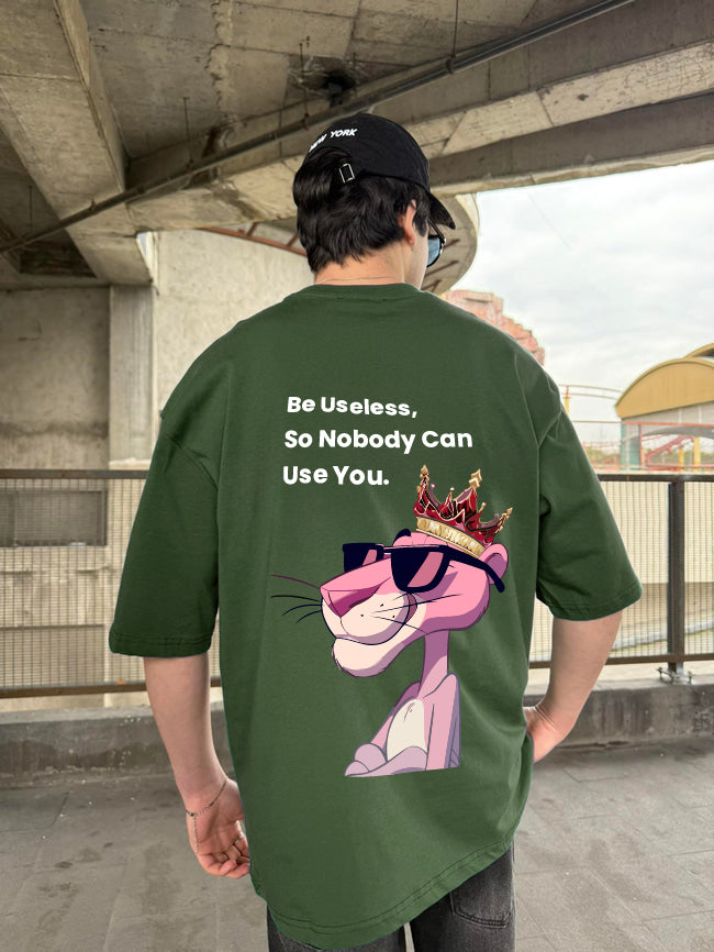 Army Green "Useless" Printed Over size T-Shirt