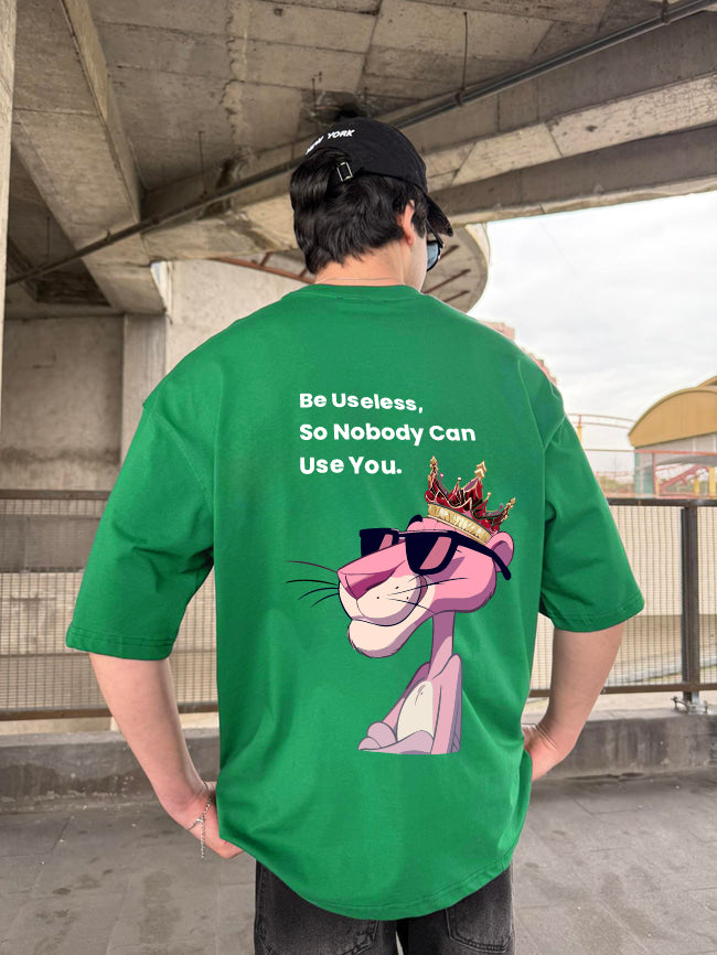 Green "Useless" Printed Over size T-Shirt