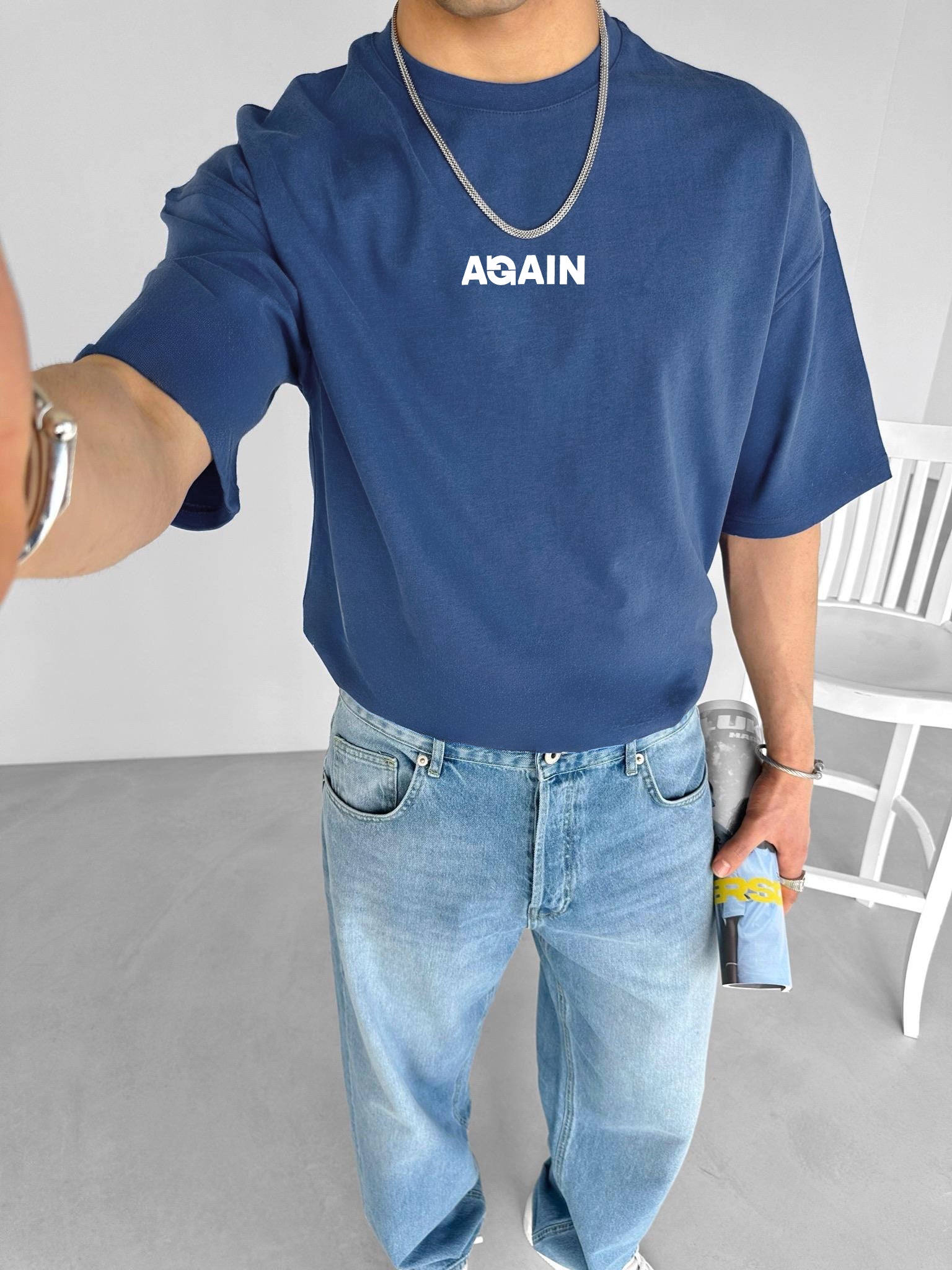Petrol "Again" Printed Over size T-Shirt