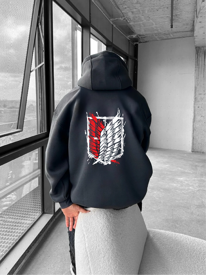 Smoked "Attack" Printed Oversize Hoodie
