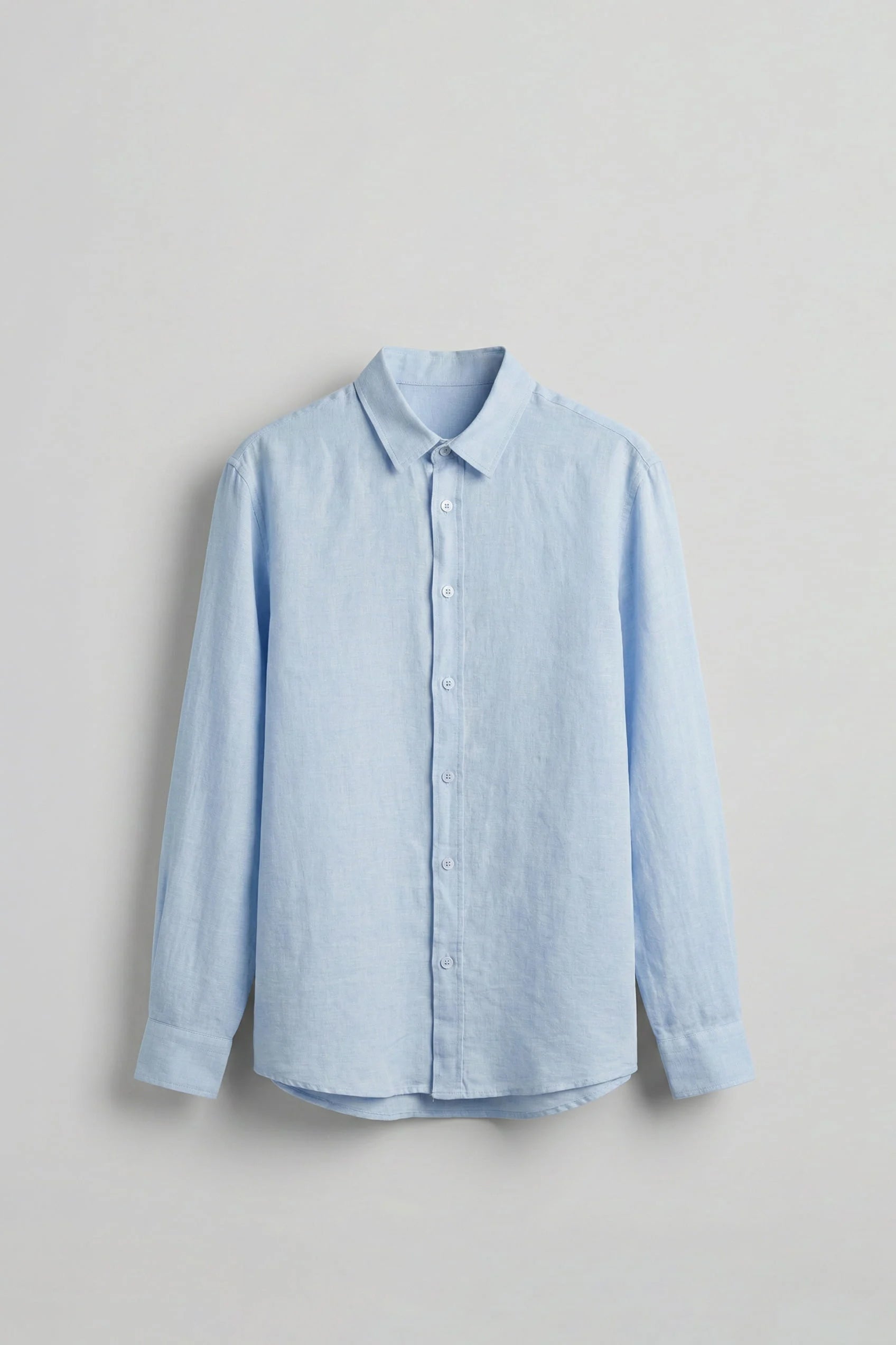 Long-Sleeve Linen Shirt Light Blue