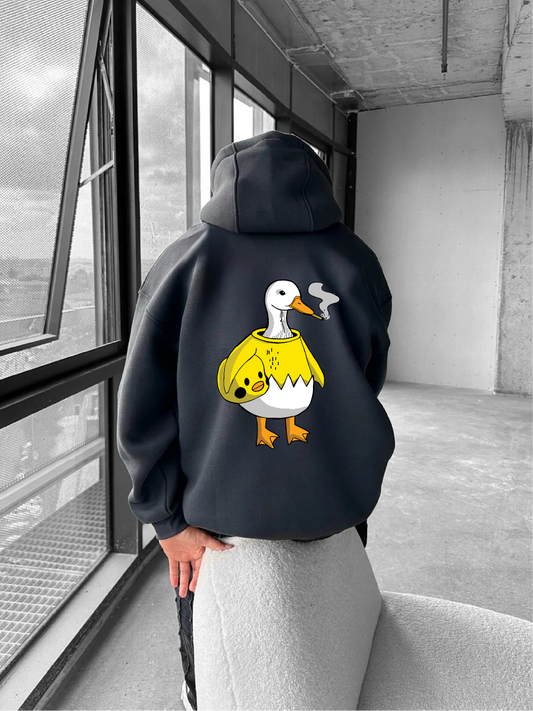 Smoked "Bad Duck" Printed Oversize Hoodie