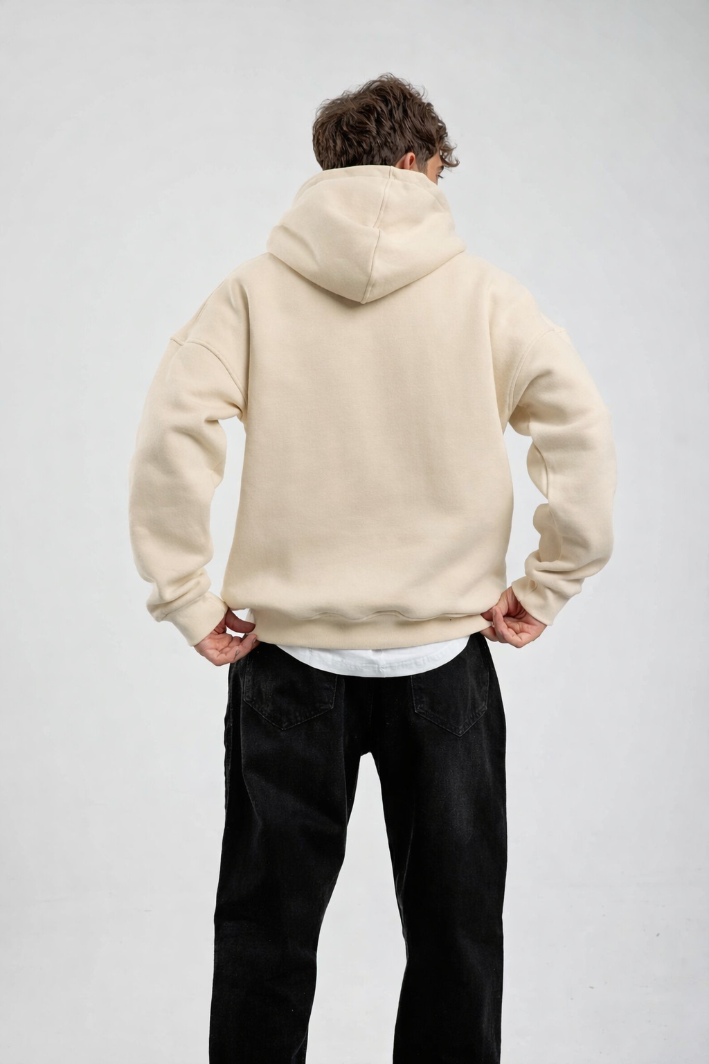 Beige "Number" Printed Oversize Hoodie