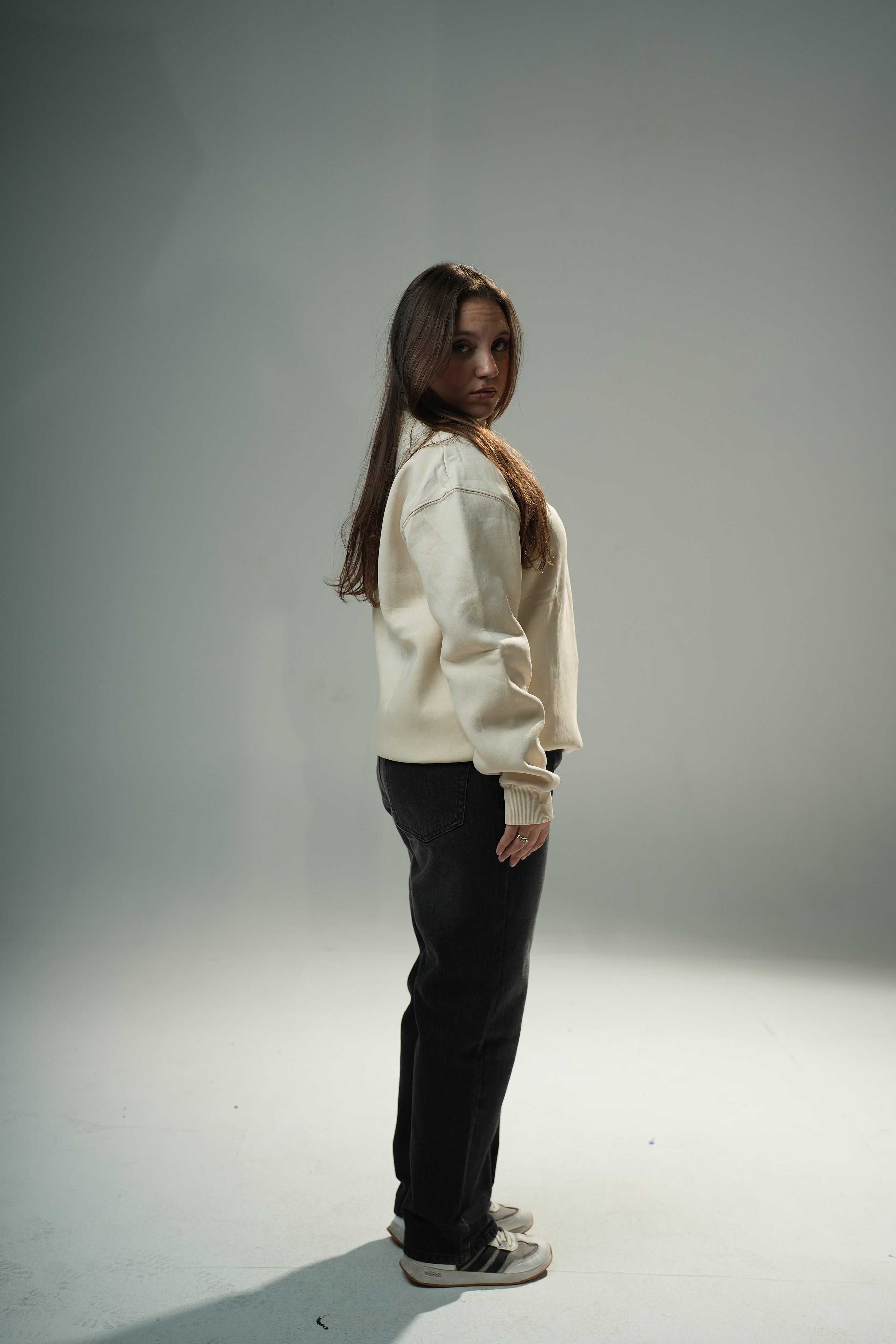 Beige Quarter-zip sweater