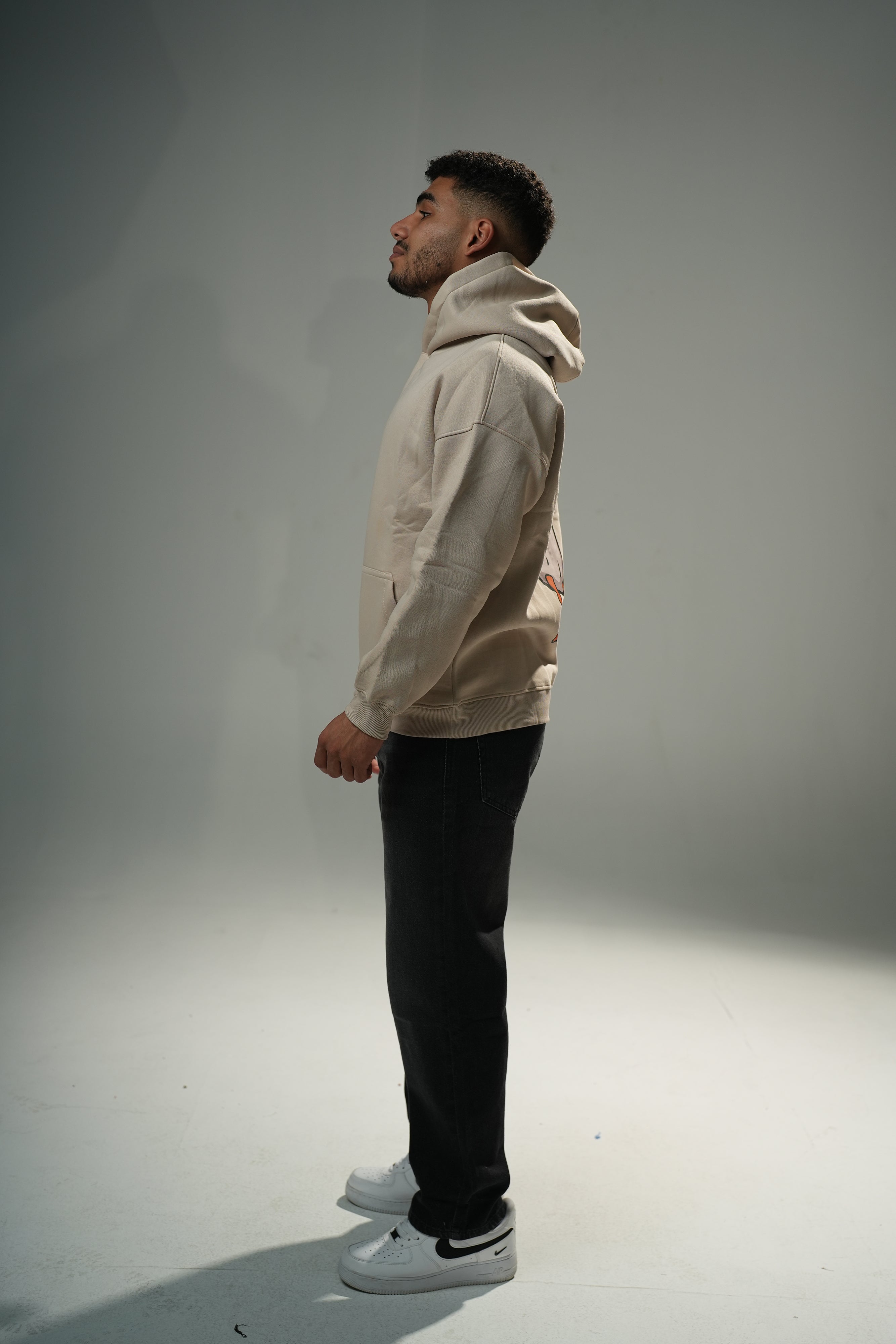 Beige "Duck You" Printed Oversize Hoodie