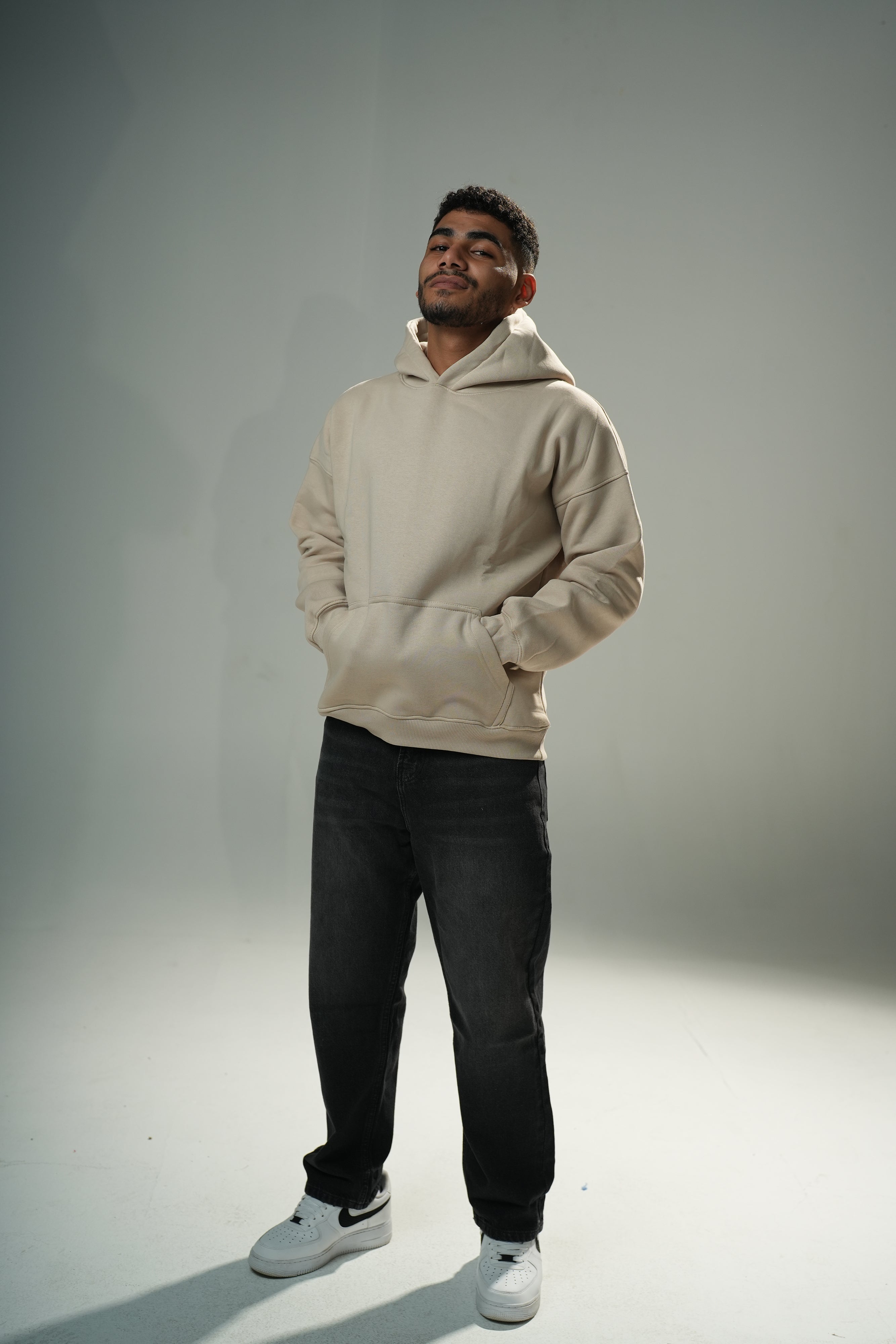 Beige "Duck You" Printed Oversize Hoodie