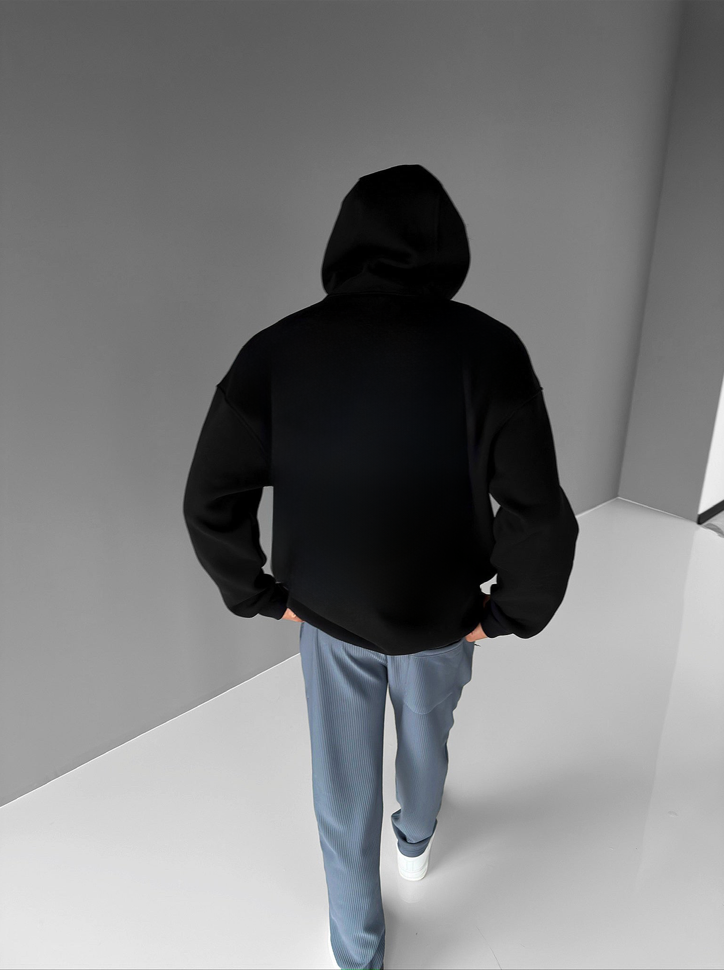 Black "Lowcost" Printed Oversize Hoodie