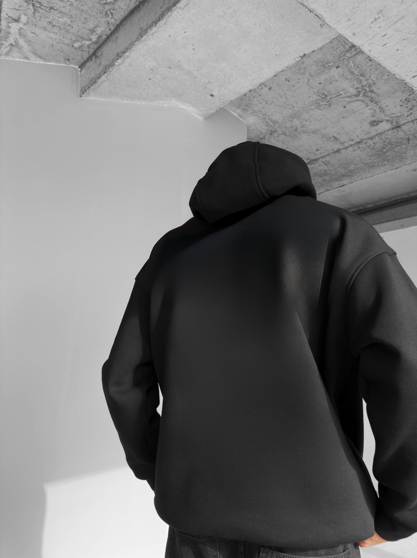 Black "Lowcost" Printed Oversize Hoodie