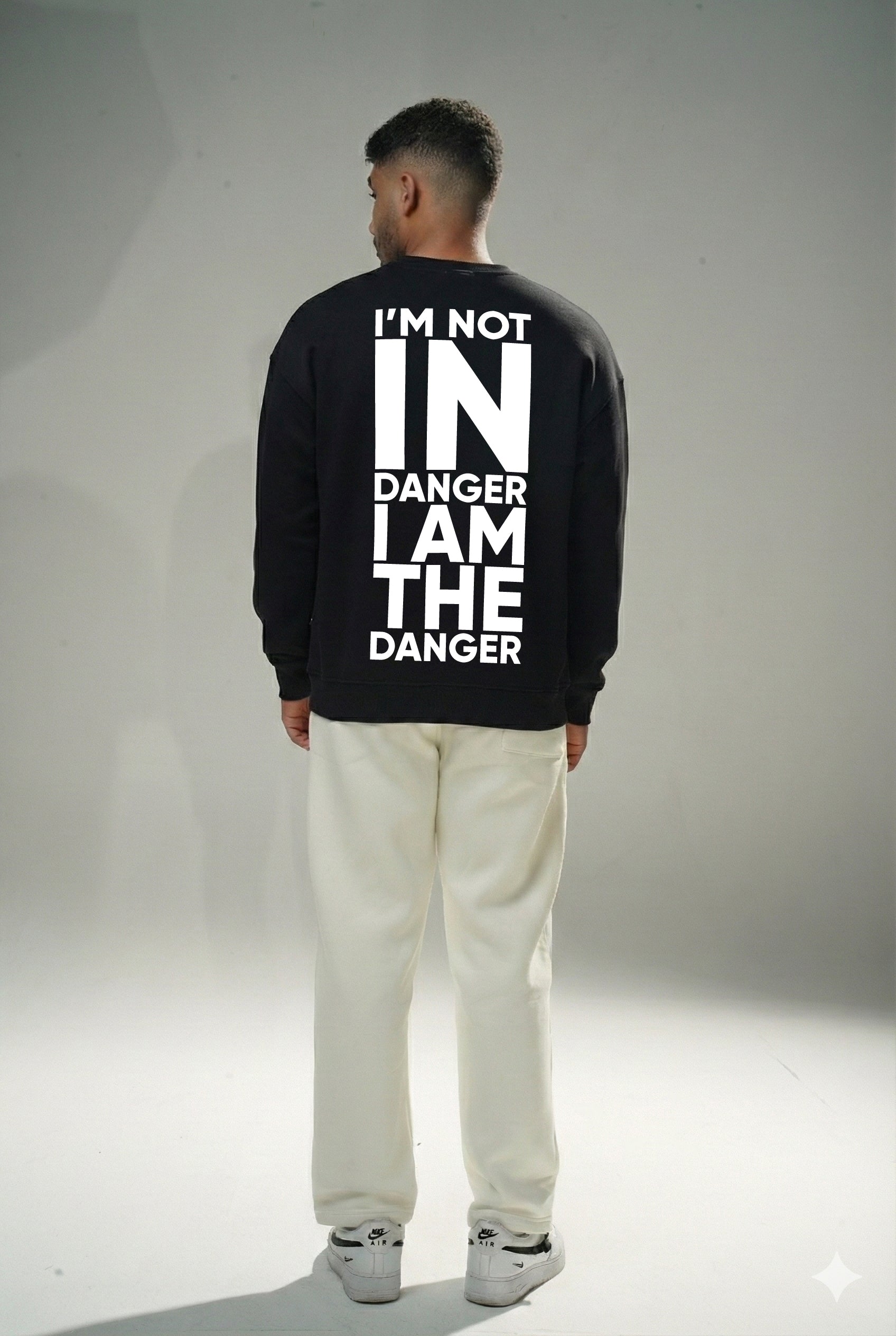 Black "Danger" Oversize Crew Neck Sweeter