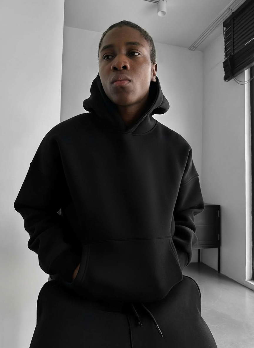 Black "All EYEZ" Printed Oversize Hoodie