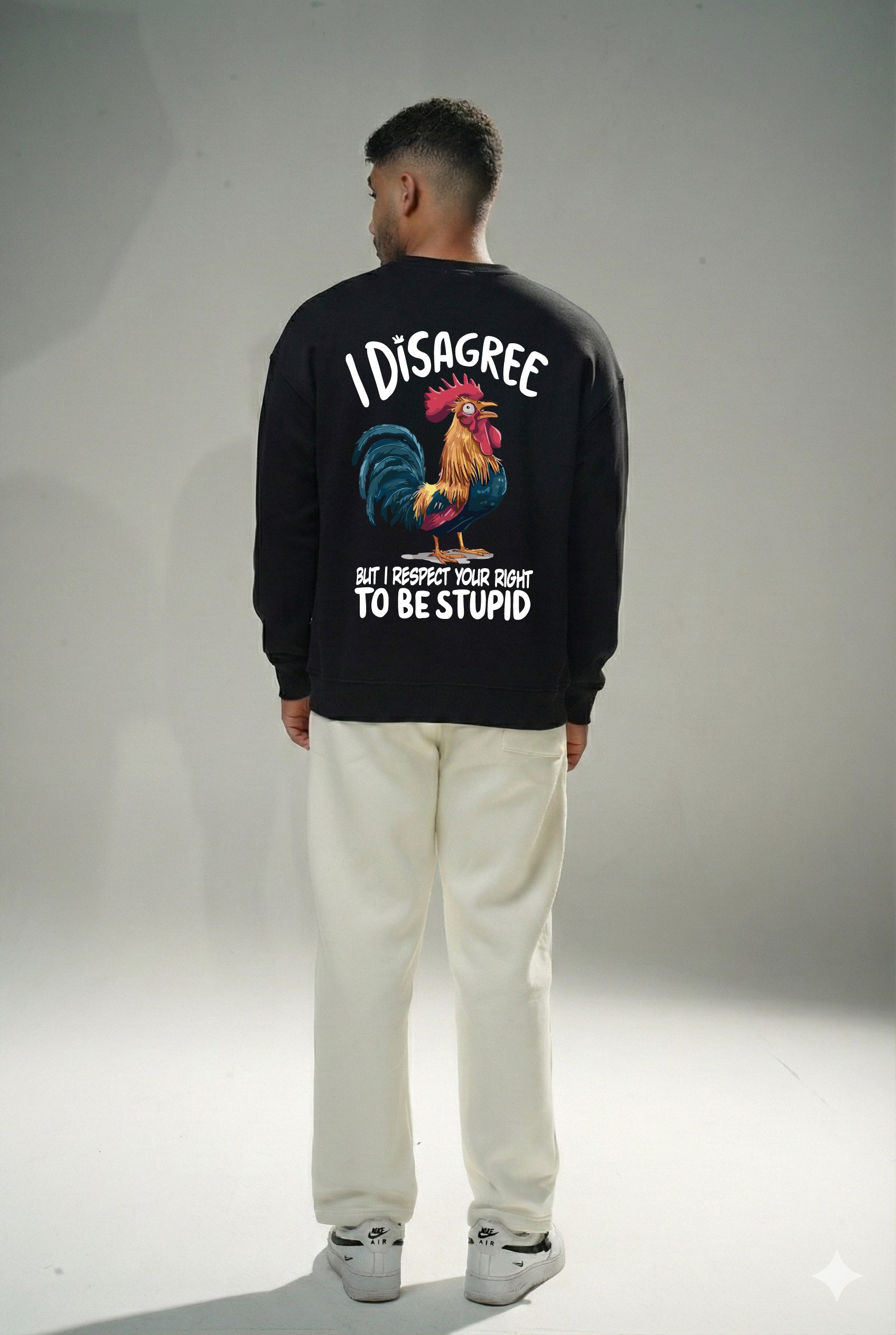 Black "Disagree" Oversize Crew Neck Sweeter