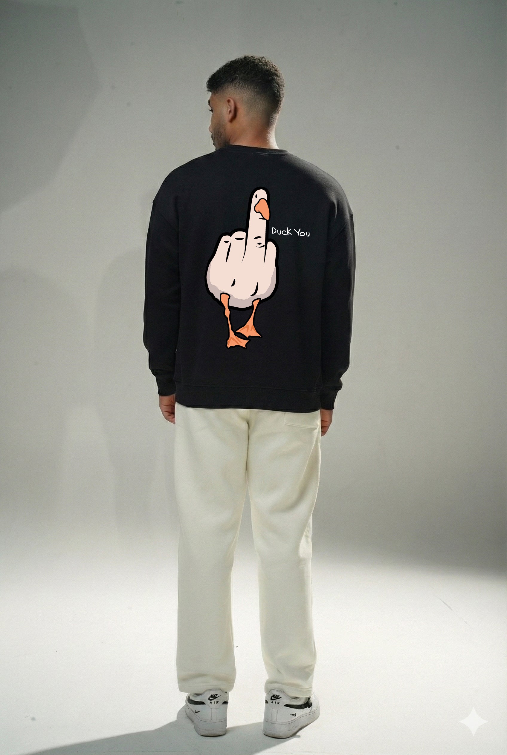 Black "Duck You" Oversize Crew Neck Sweeter