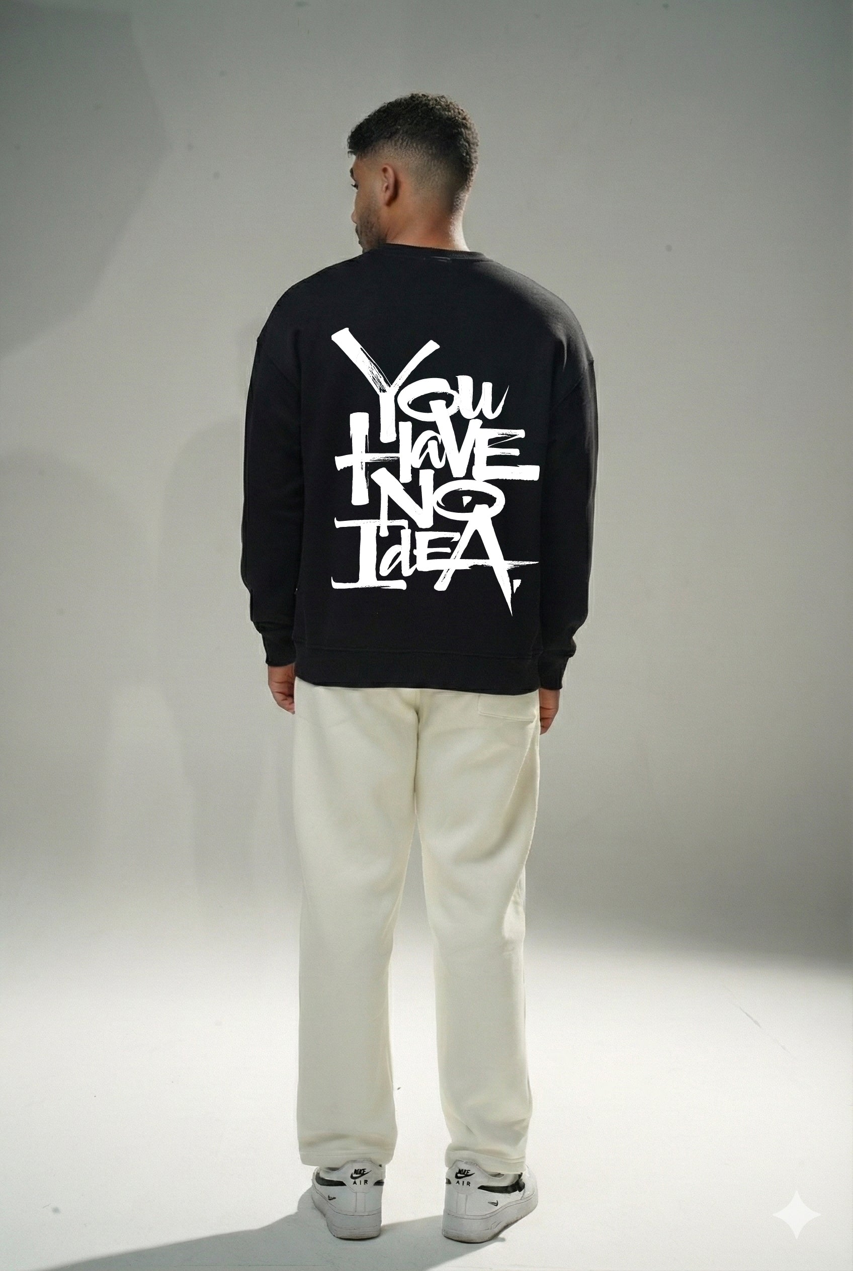Black "No Idea" Oversize Crew Neck Sweeter