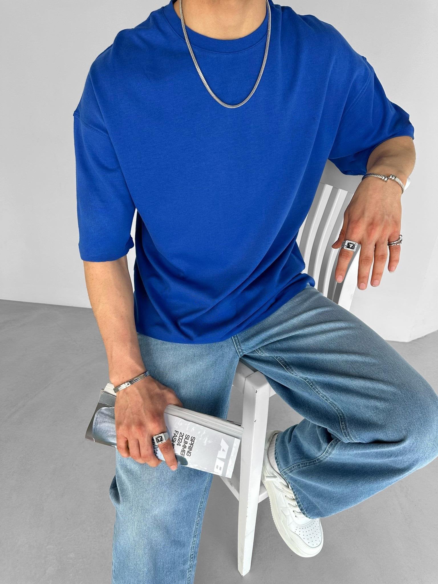 Blue Basic Over size T-Shirt
