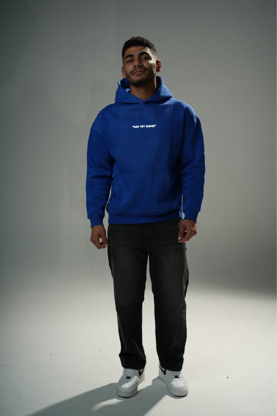 Blue "Danger" Printed Oversize Hoodie