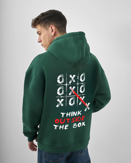 Dark Green "Outside The Box" Printed Oversize Hoodie