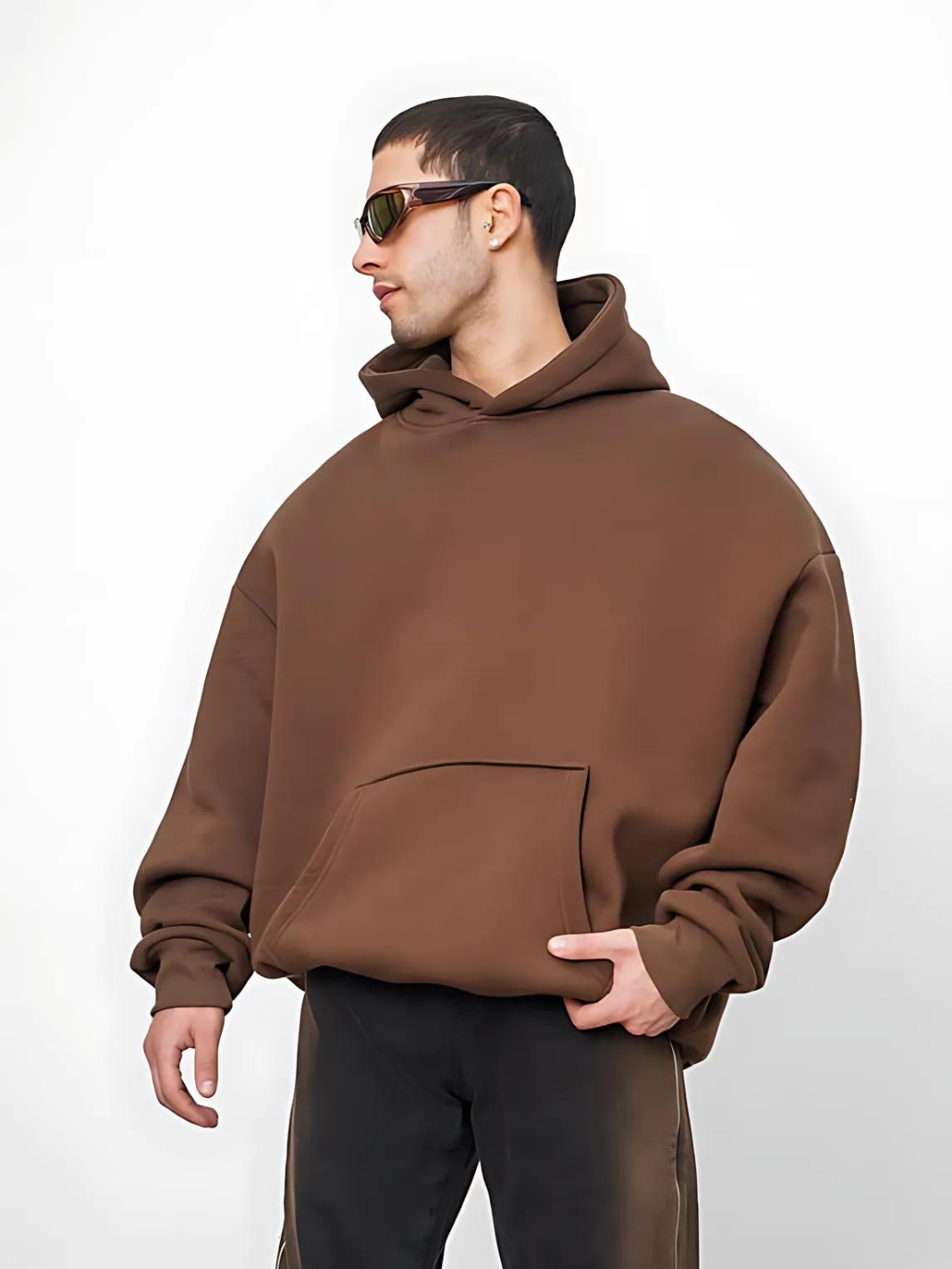 Brown "Duck You" Printed Oversize Hoodie