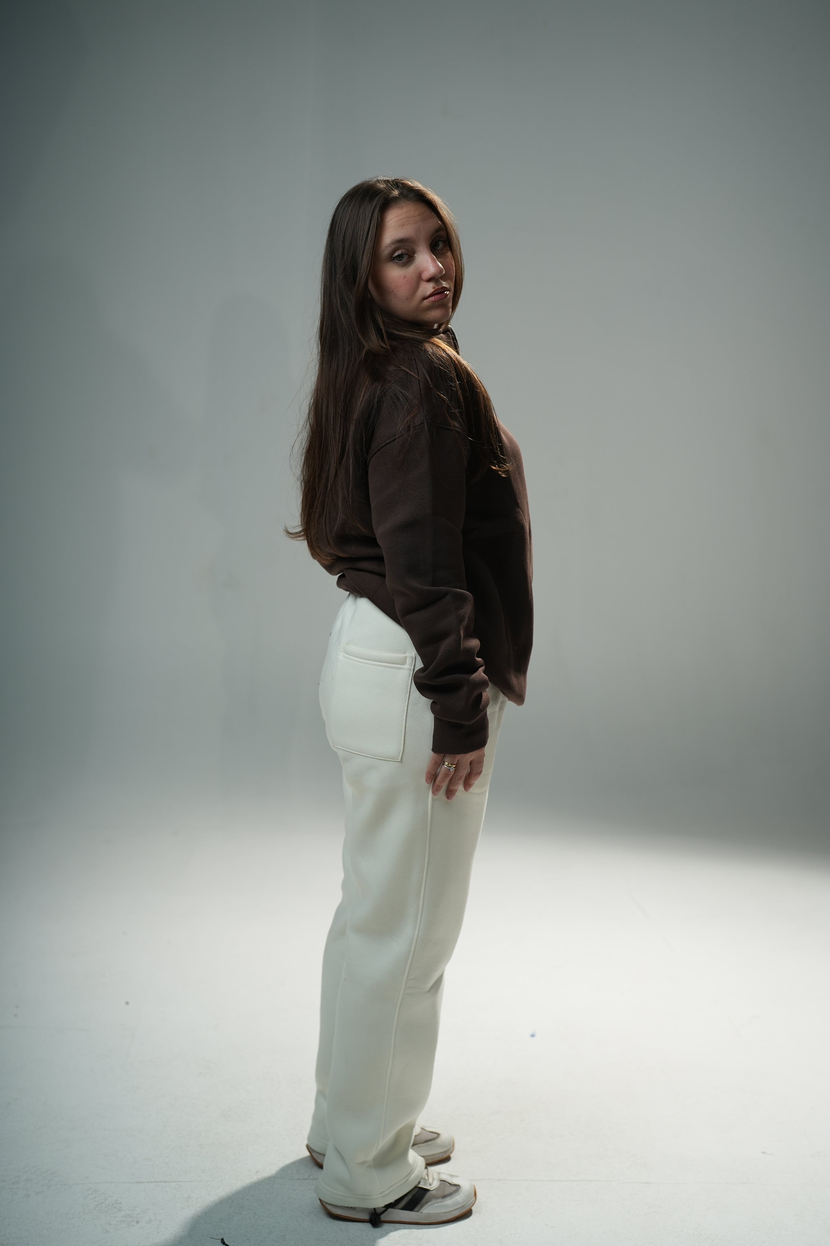 Brown Quarter-zip sweater