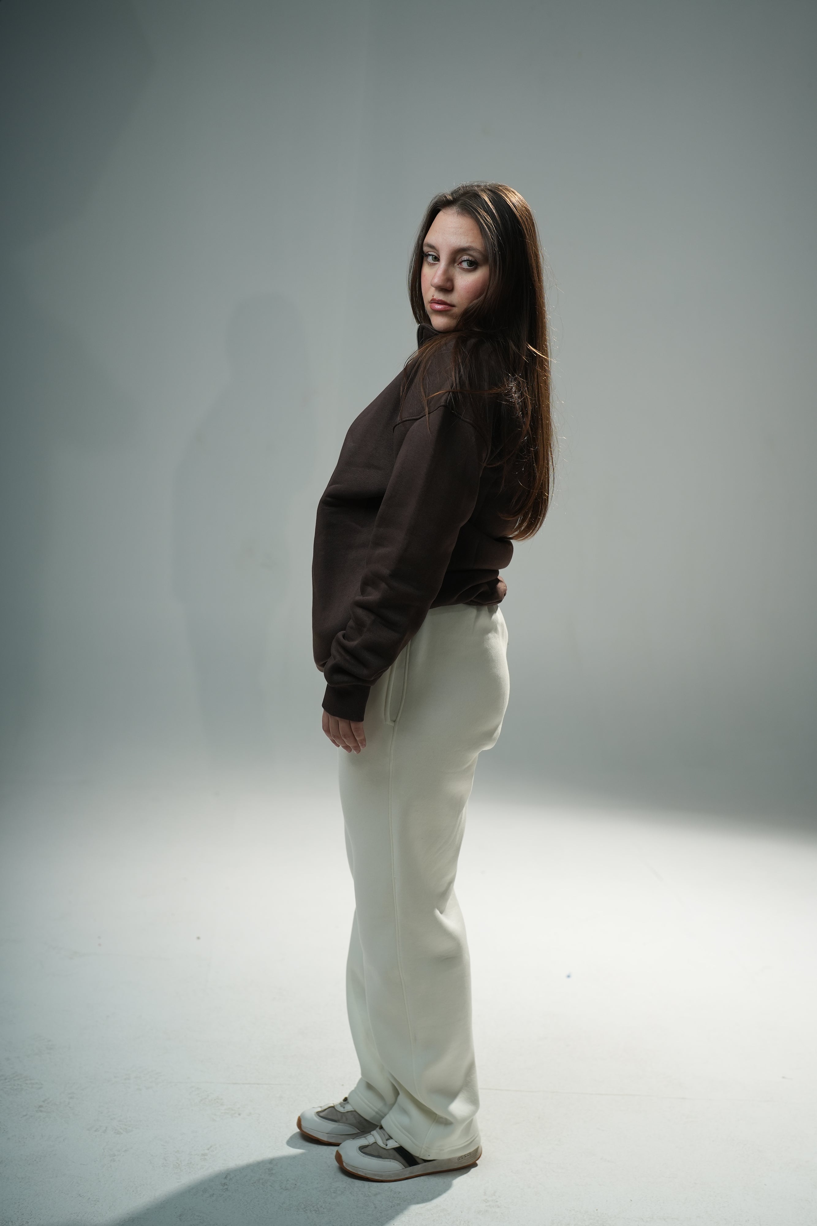 Brown Quarter-zip sweater
