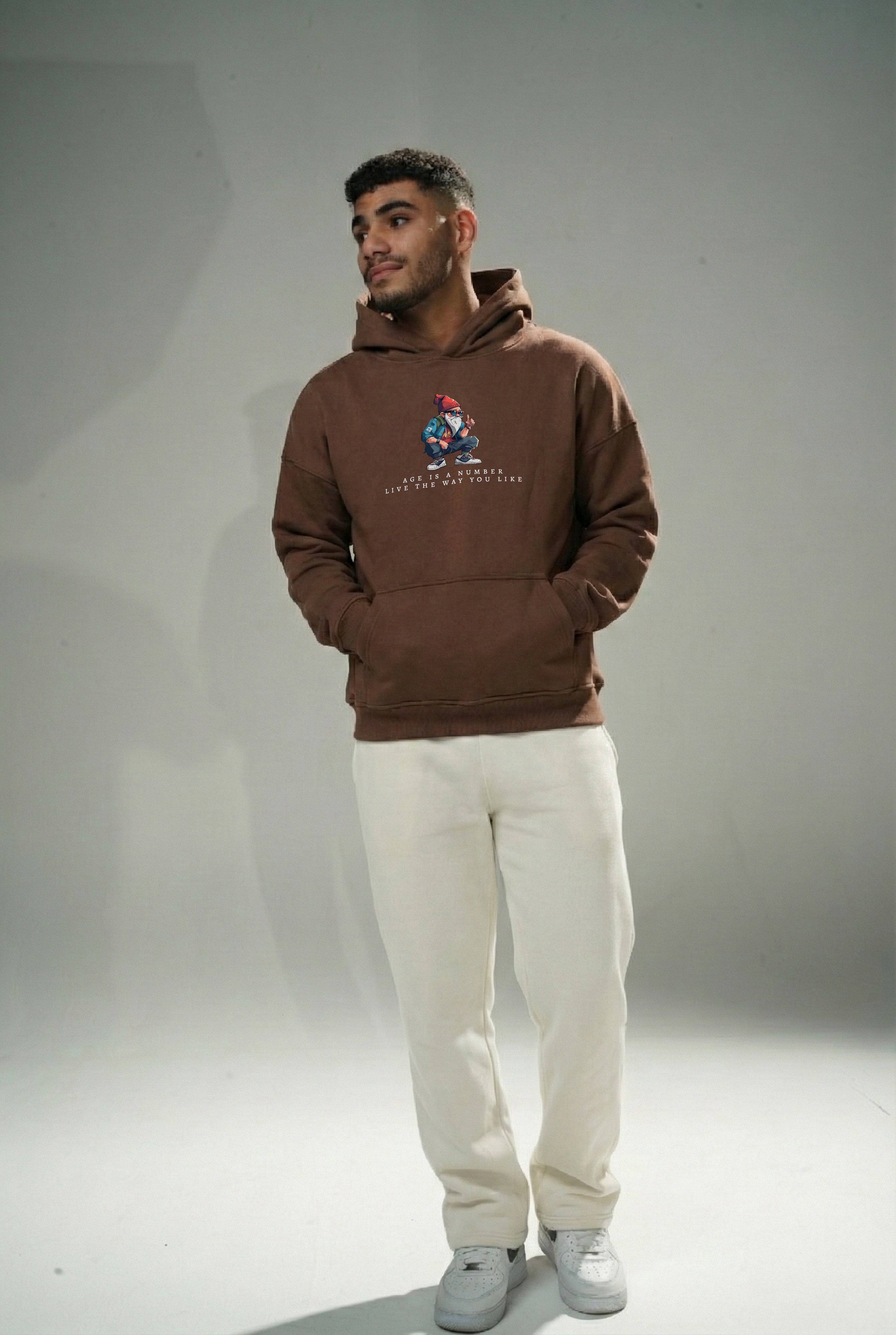 Brown "Number" Printed Oversize Hoodie