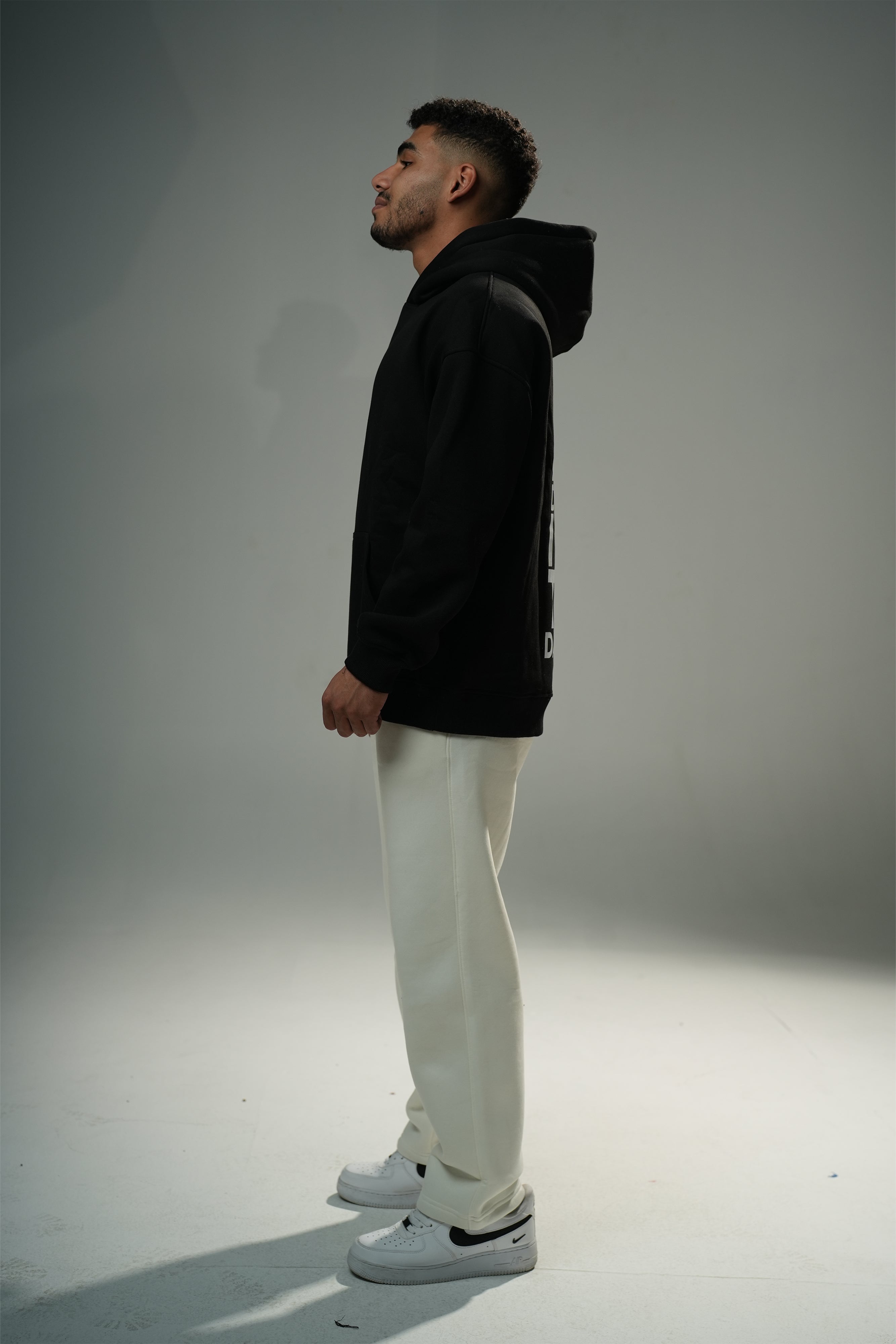 Black "Danger" Printed Oversize Hoodie