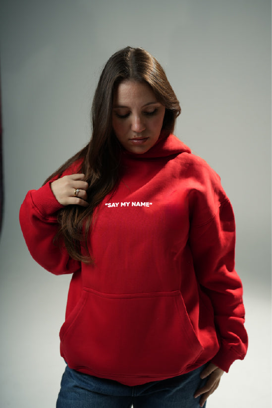Red "Danger" Printed Oversize Hoodie