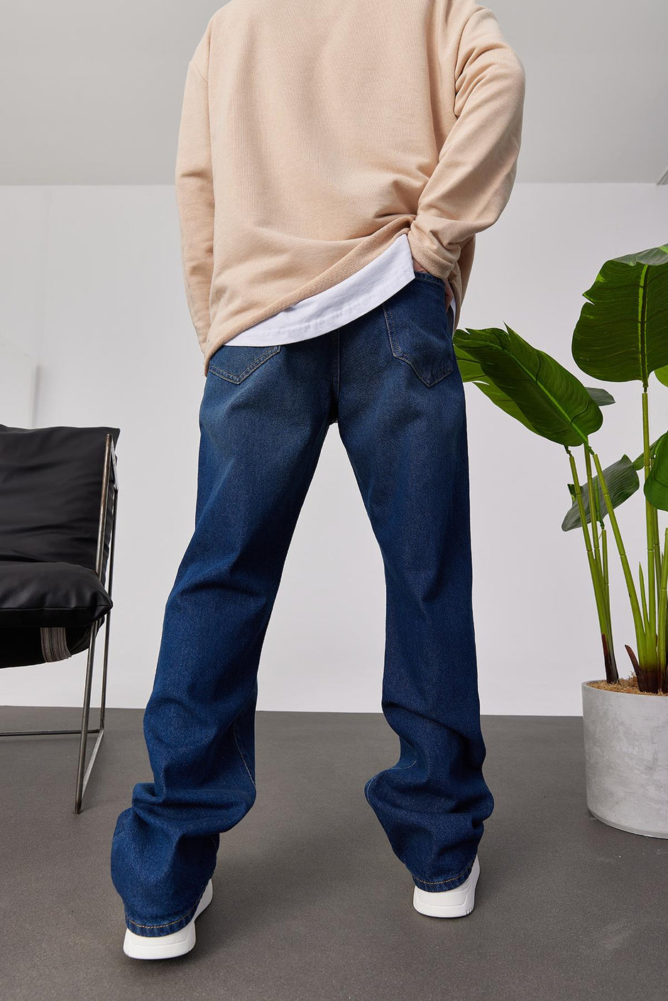 Dark Blue Wash Wide Leg Fit Jeans