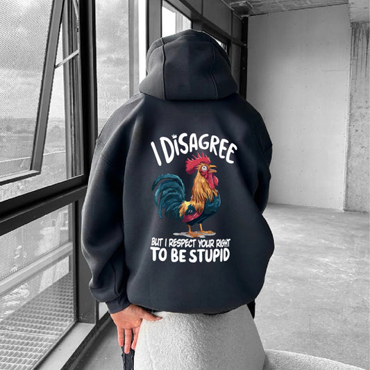 Smoked "Disagree" Printed Oversize Hoodie